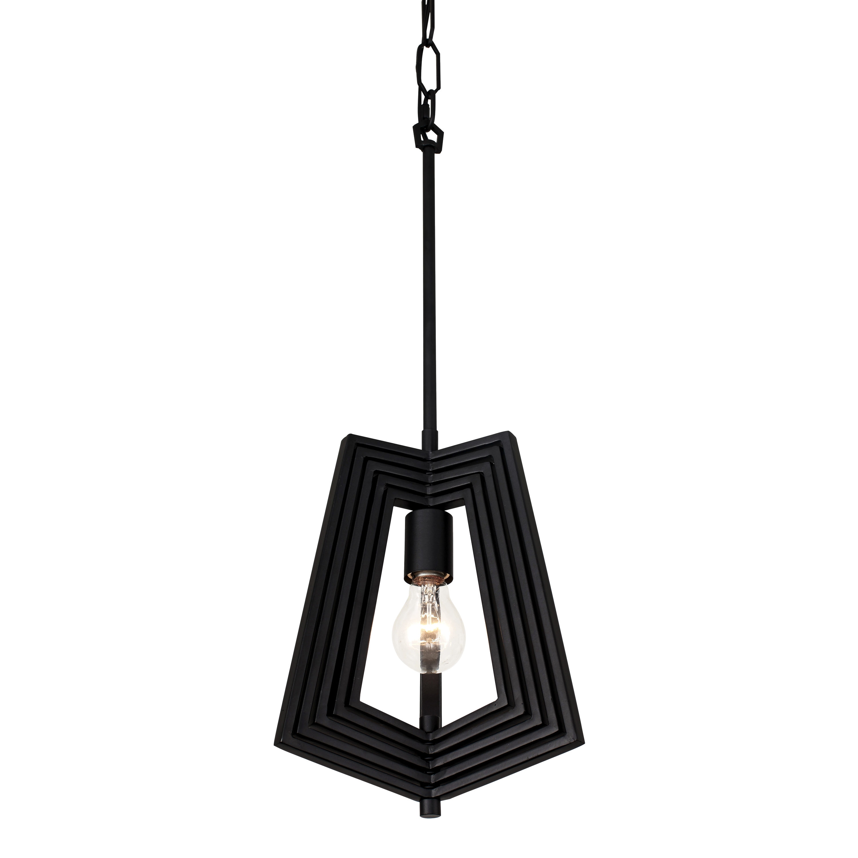 Gymnast Adjustable Triple-Arm Black Glass Art Deco Pendant