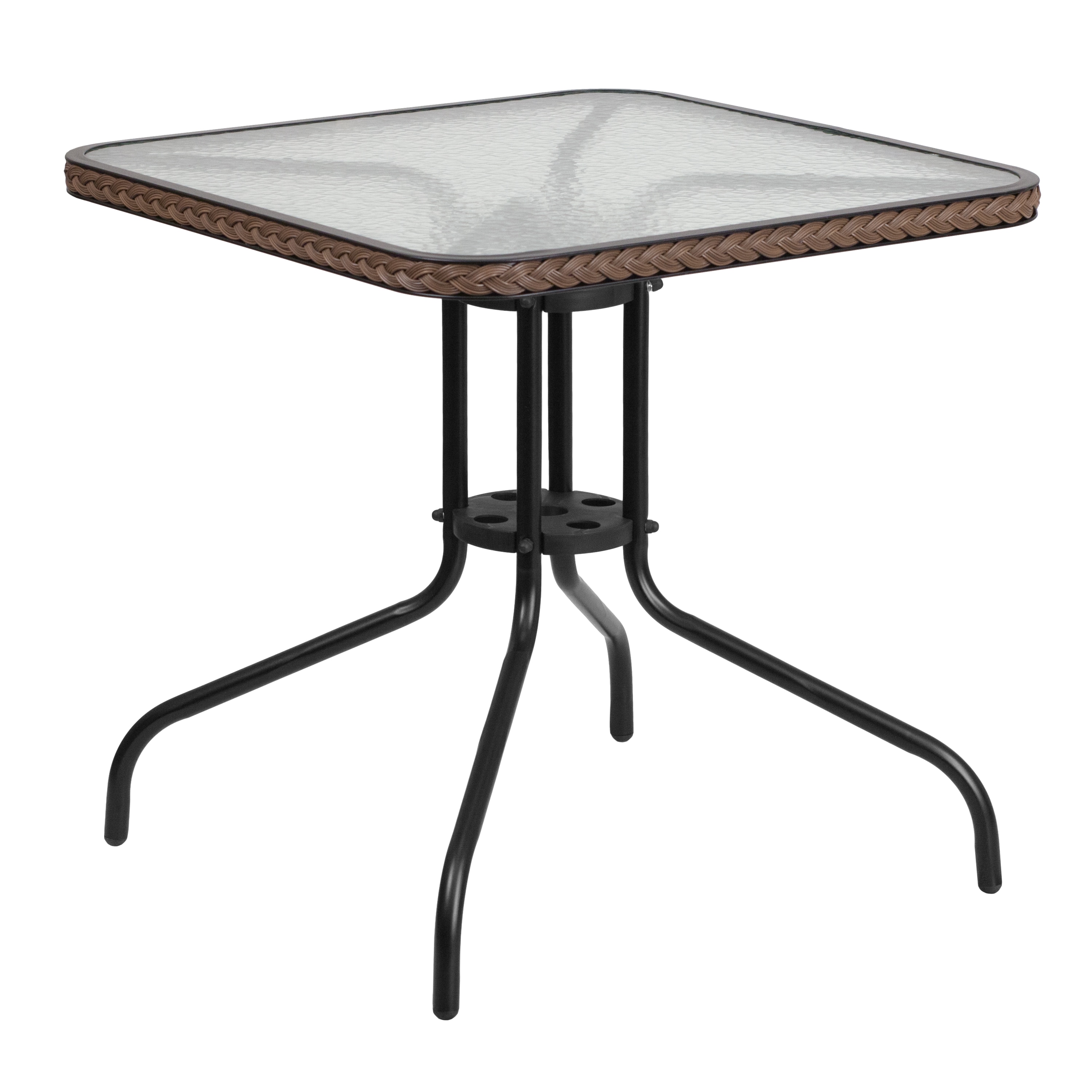 Flash Furniture 889142043782 Barker Square Rattan Outdoor Dining Table 28-in W x 28-in L