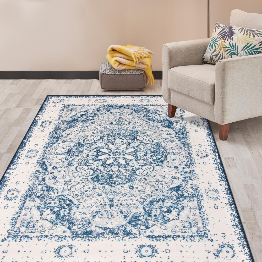 World Rug Gallery MON830BLUE3X5 Avalon 3 x 5 (ft) Loomed Polypropylene Blue Rectangular Indoor Medallion Oriental Area rug