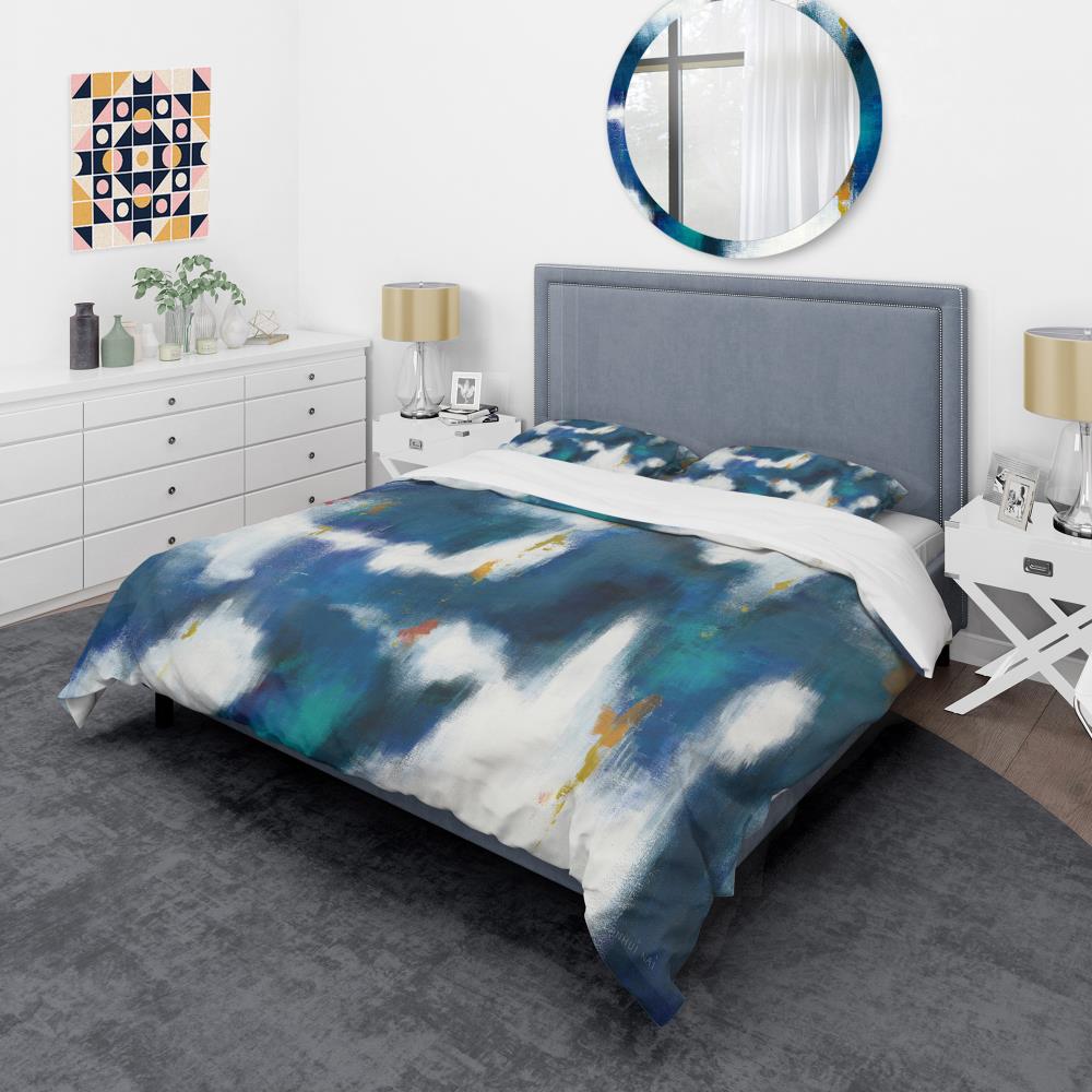Designart BED30678-K 3 -Piece Blue King Duvet cover Set