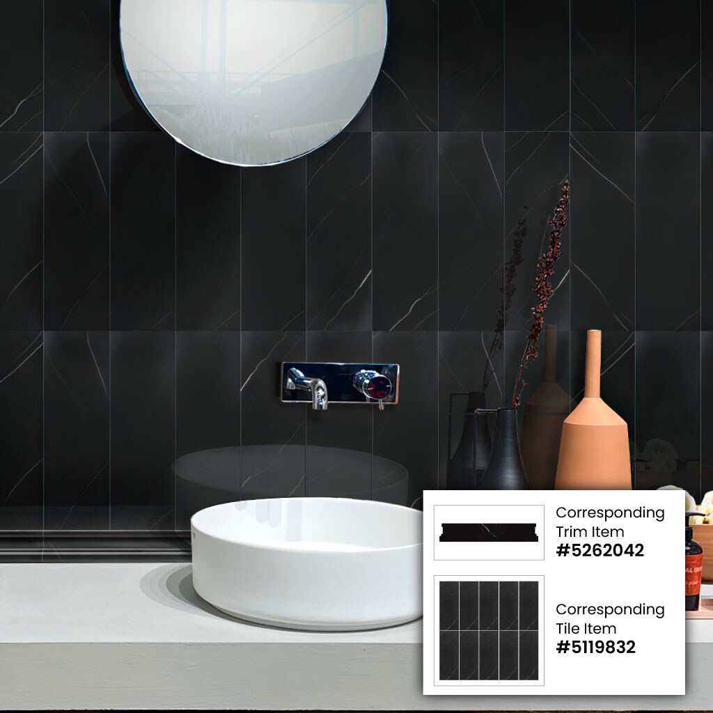 Grandis Black Polished Marble Subway Wall & Floor Tile