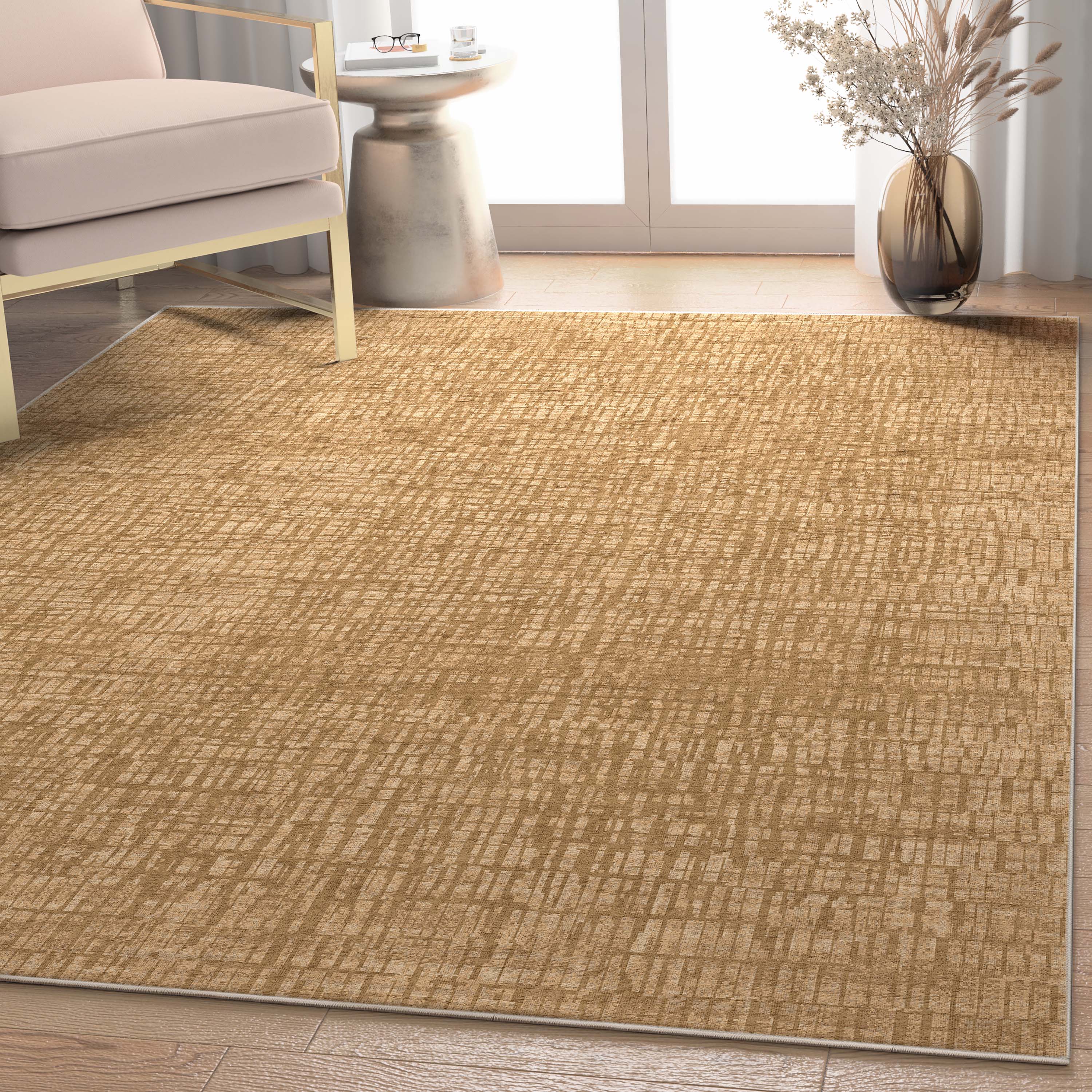 Well Woven W-AB-39C-8 Abstract 9 x 13 (ft) Flatweave Polyester Yellow Rectangular Indoor Stripe Mid-Century Modern Area rug