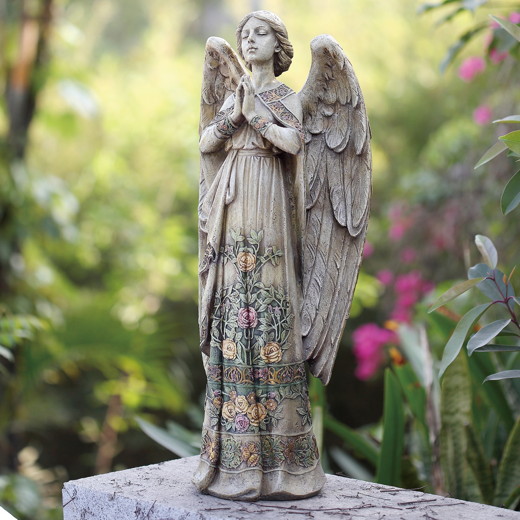 24" Handcrafted Resin-Stone Praying Angel Garden Statue