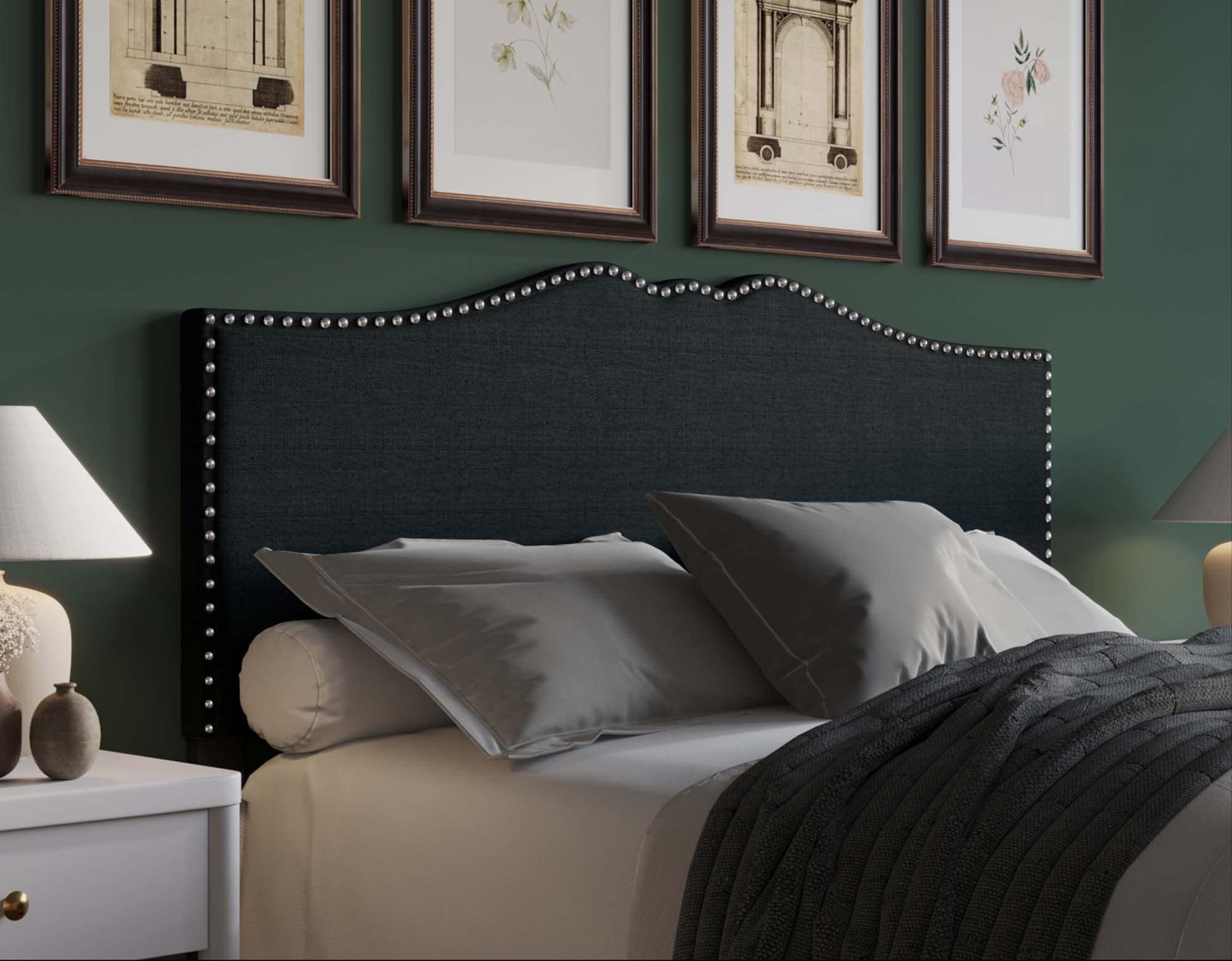 CasePiece C8375QUHB-CGY-LN Charcoal Grey Queen Linen Upholstered Headboard