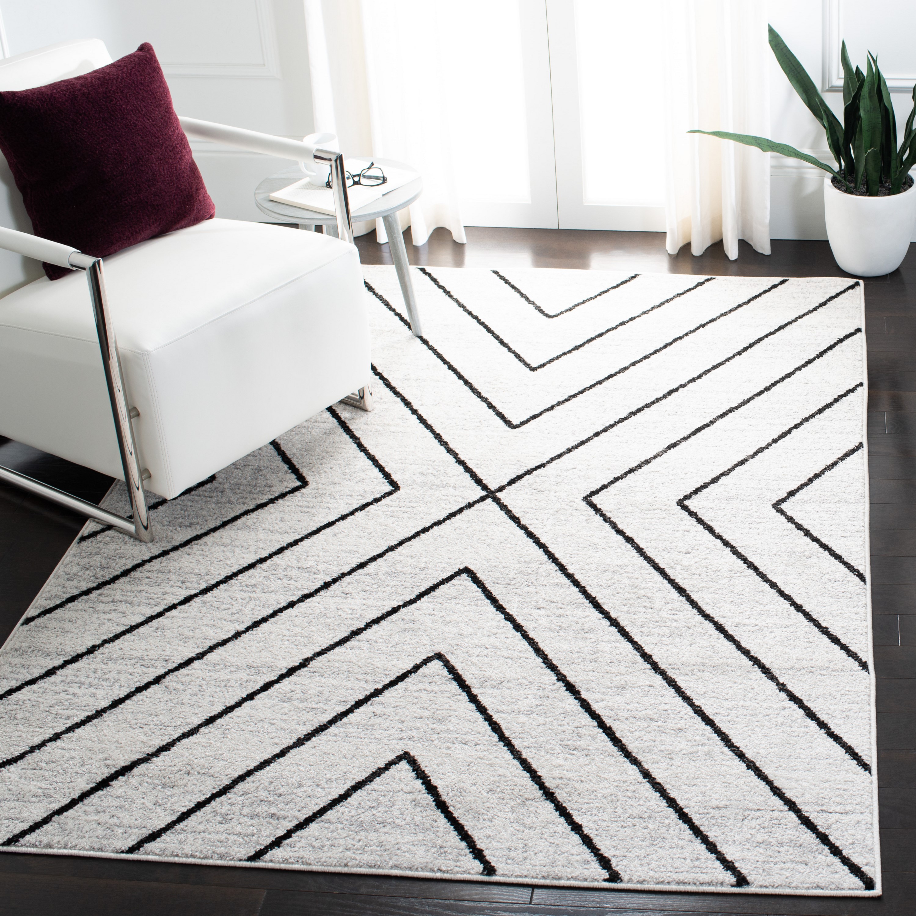 Safavieh ADR251A-4 Adirondack 4 x 6 (ft) Loomed Polypropylene Ivory/Gray Rectangular Indoor Geometric Bohemian/Eclectic Area rug