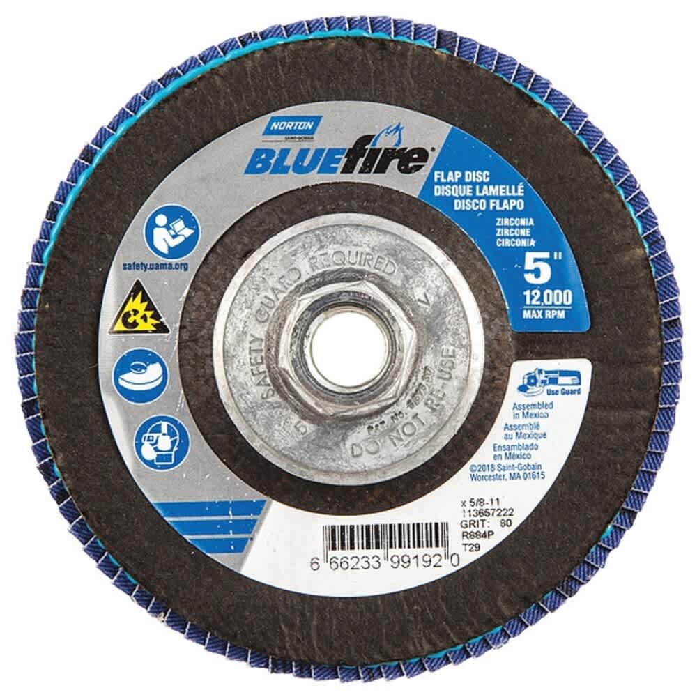 Norton Abrasives  Fiber Disc5 in Dia5/8in ArborP80 Grit 66623399192