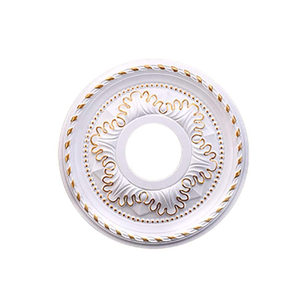Aoibox -  Gold and White Ceiling Medallion for Light Fixtures and Ceiling Fans 12 3 Inch Round Mo...