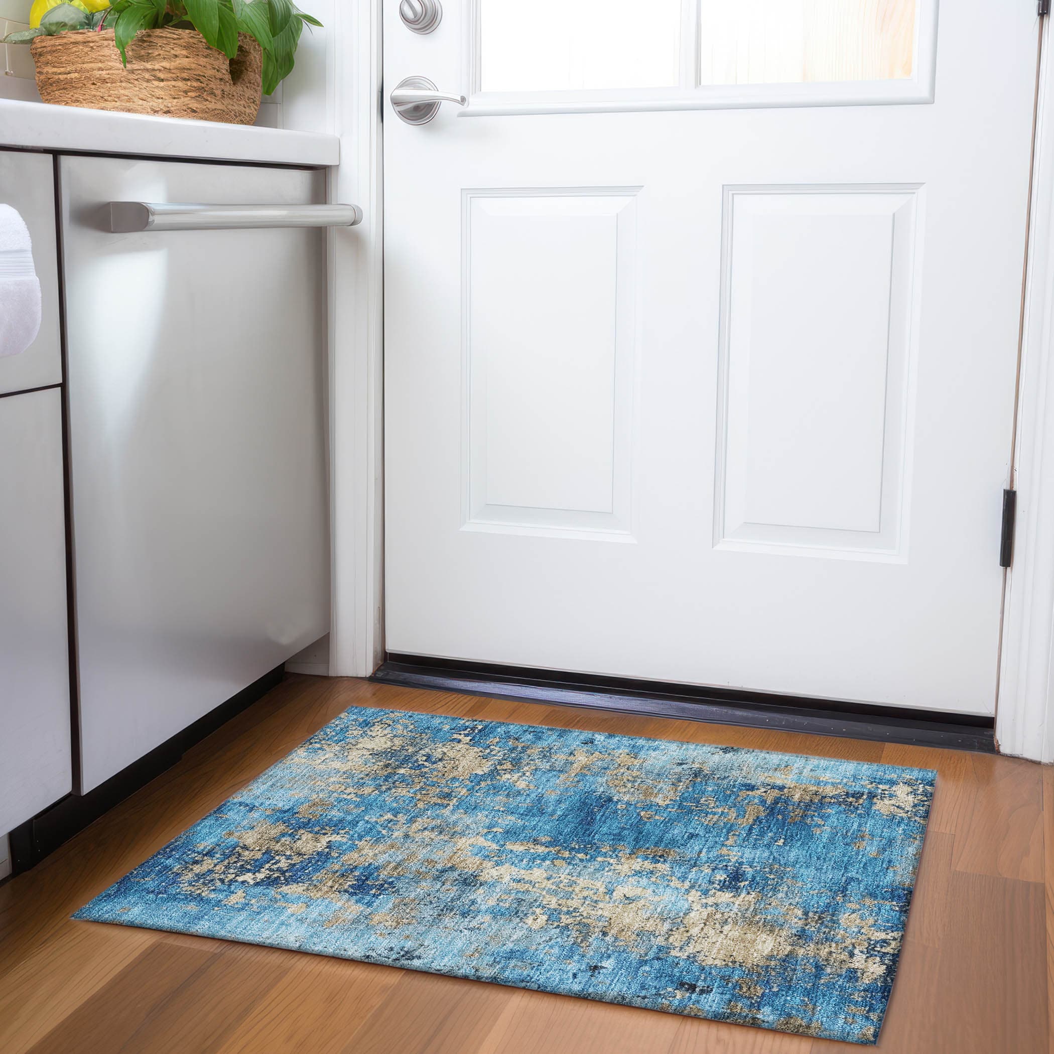 Addison Rugs ACN1789BU20X30 Chantille ACN1789BU 1 x 2 (ft) Loomed Blue Rectangular Indoor/Outdoor Machine washable Pet Friendly Area rug