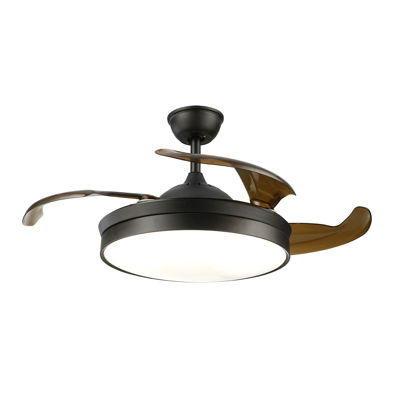 Oukaning HG-HCXLST-4371-US 36-in Color-Changing Black with ABS Blades Chandelier Ceiling Fan With Light and Remote ( 4 -Blade )
