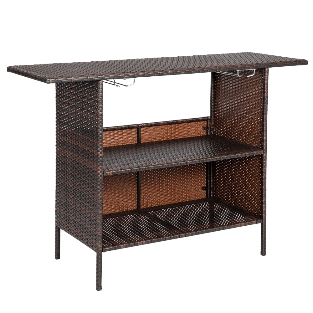 Winado Rectangle Wicker Outdoor Counter Table 18.1-in W x 54.7-in L ...