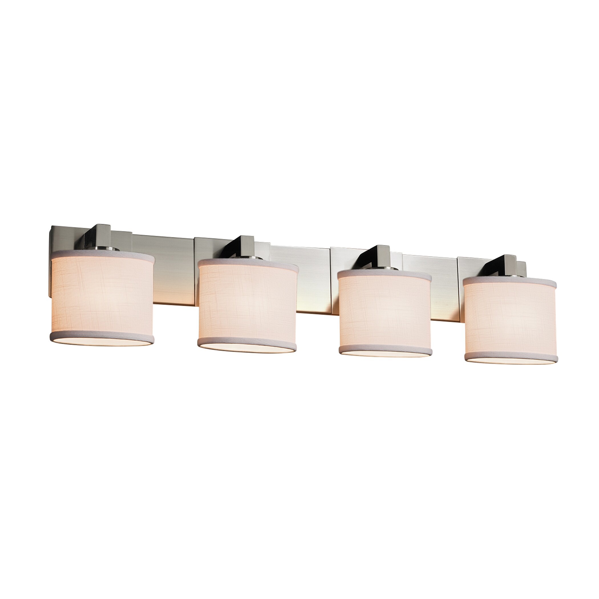 Justice Design Group FAB-8924-30-WH-NC-LD Textile 35.25-in 4-Light Brushed Nickel LED Transitional Vanity Light