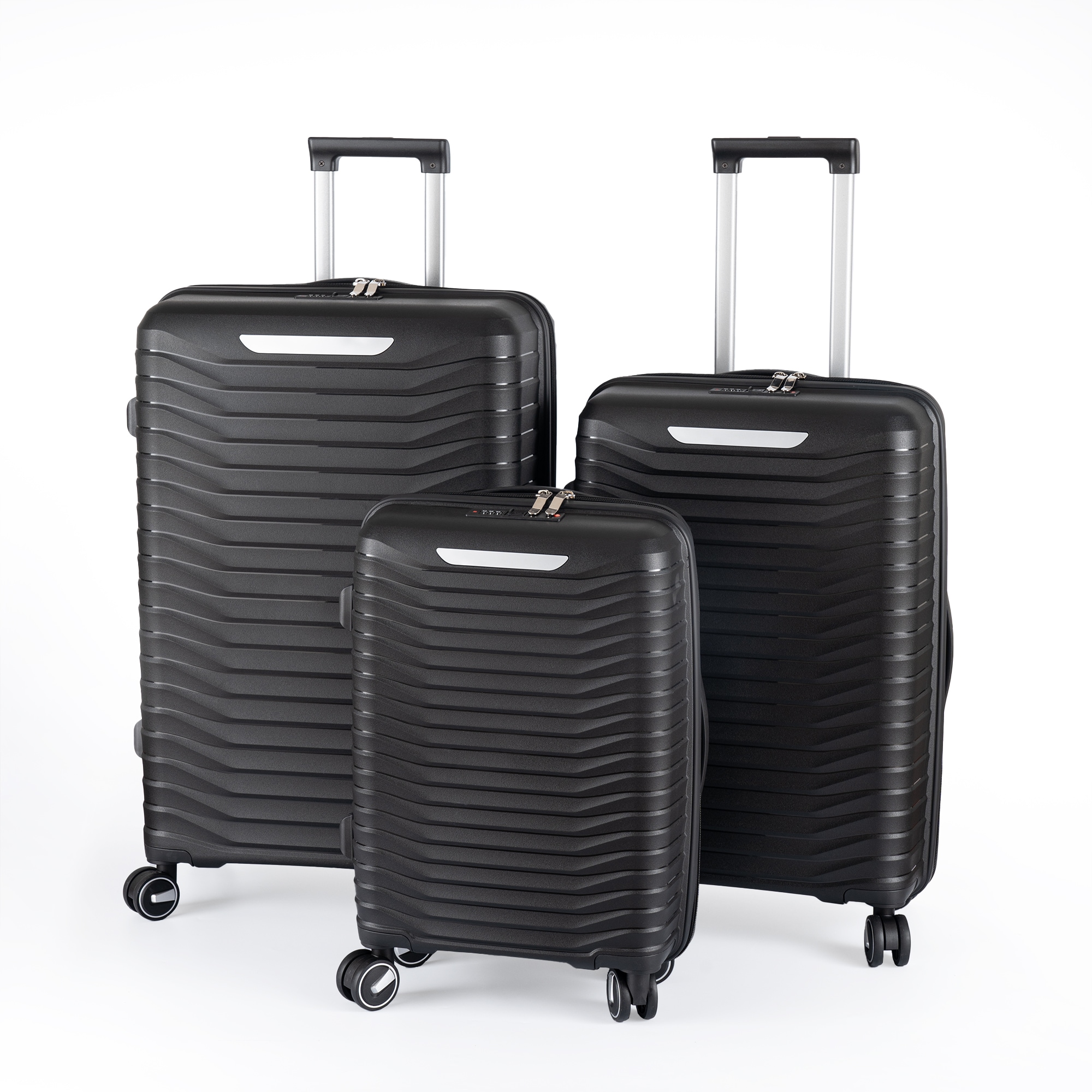Flynama L-282803AAA 19.1'' x 11.4'' x 28.4' Black Plastic Hardshell Suitcase set