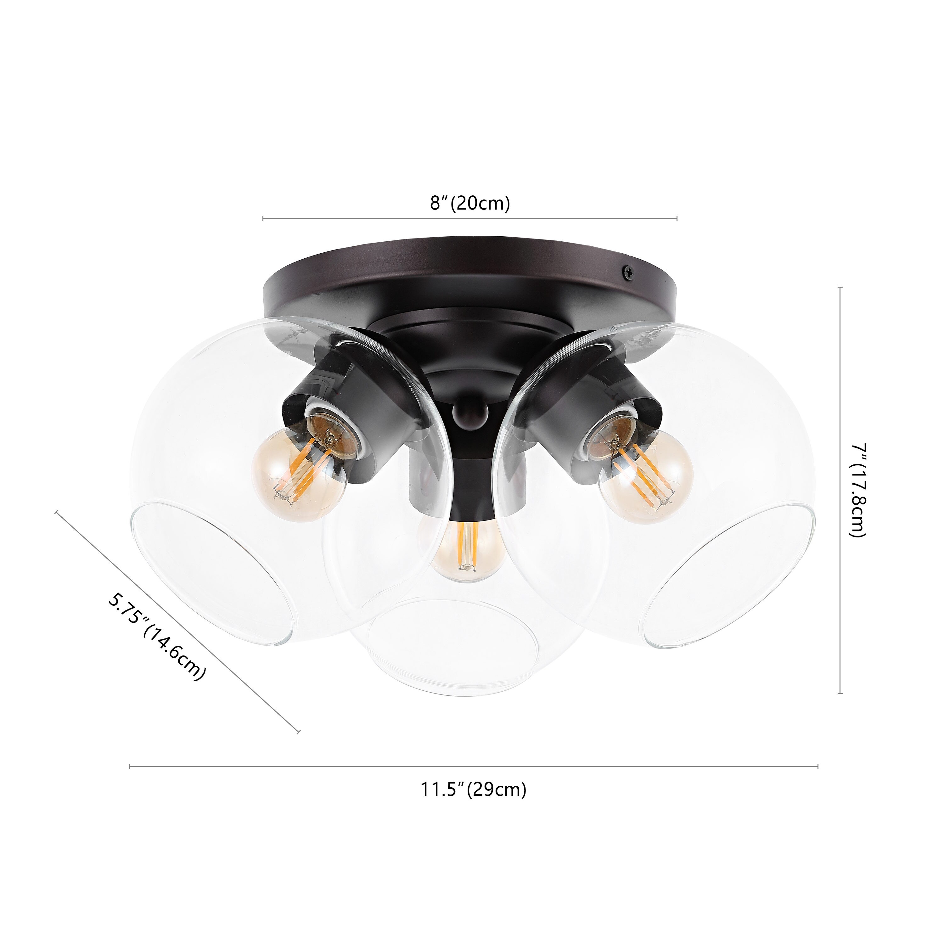 Farmhouse Rustic 11.5" LED Ceiling Light in Oil Rubbed Bronze with Clear Glass Globe