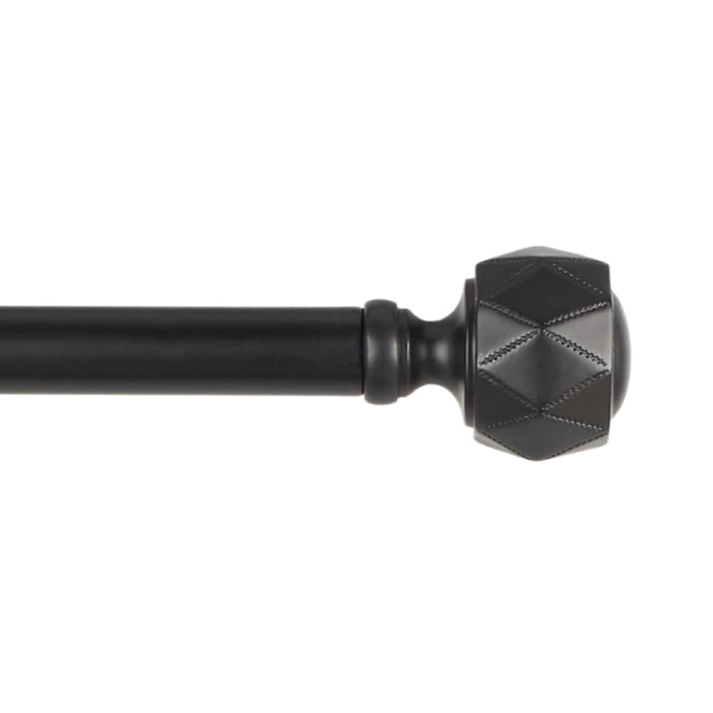 Exclusive Home RD014890DSEHB1 A112 66-in to 120-in Matte Black Iron Single curtain rod with Finials