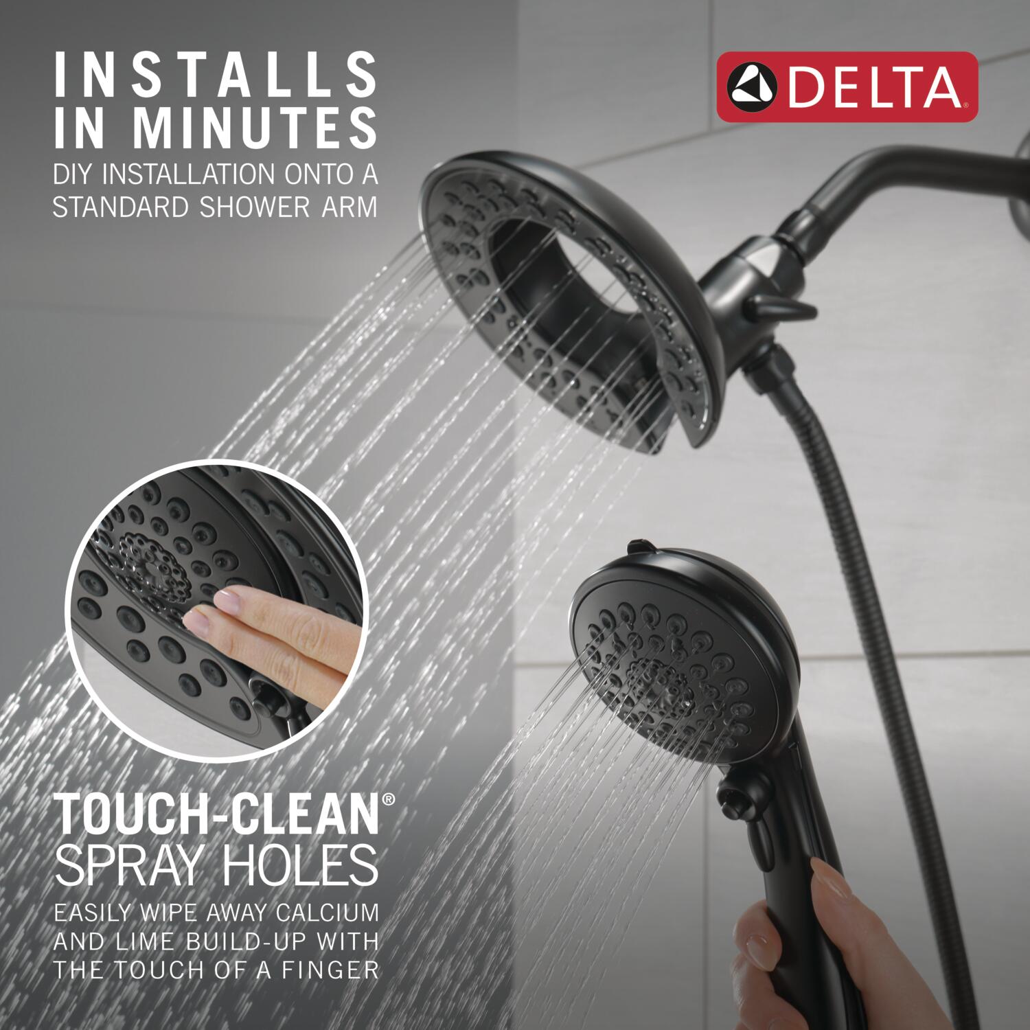 Delta Saylor Matte Black 6.81-in Round Dual/Combo Shower Head 1.75-GPM ...