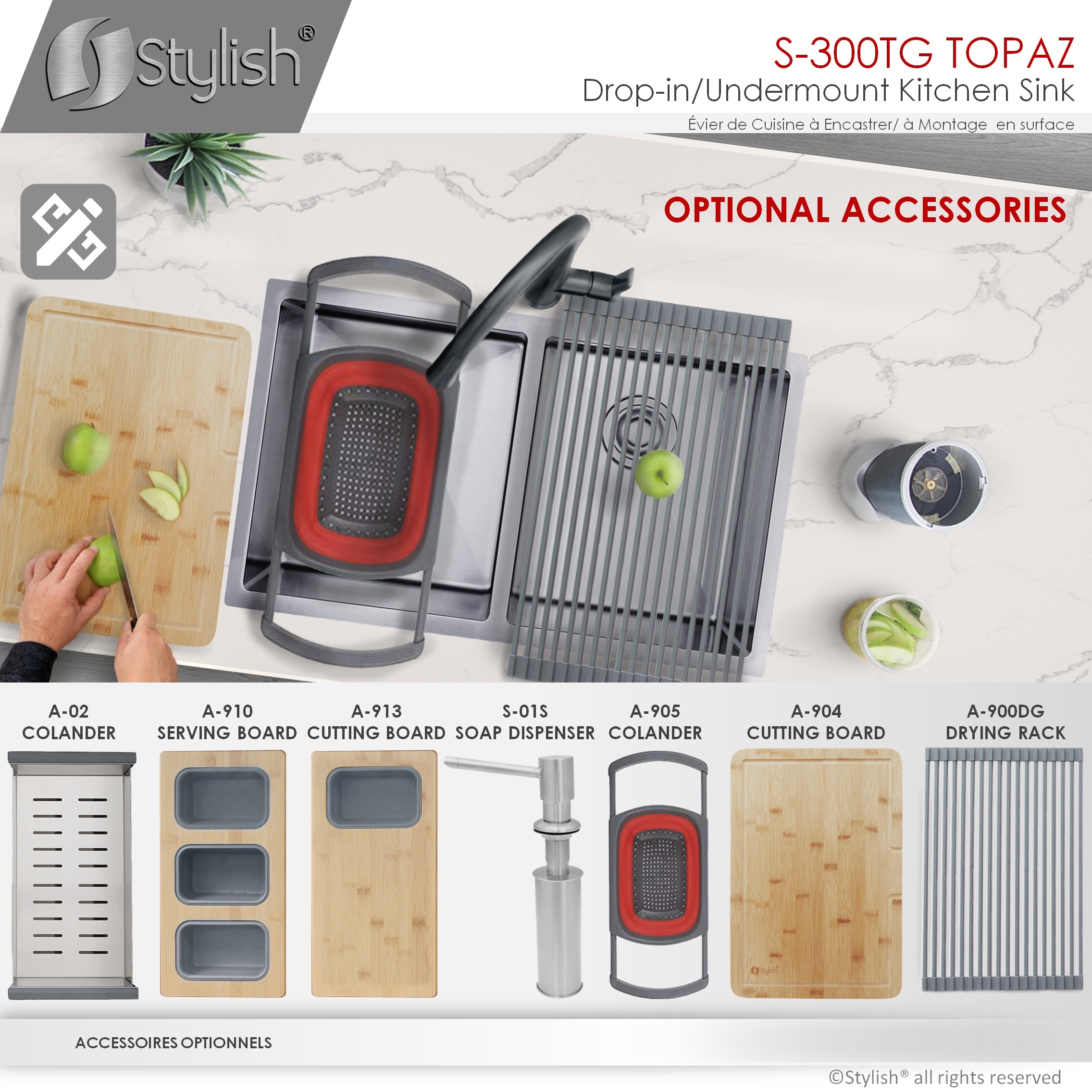 Stylish S-300TG1 Kitchen-Sinks - View #13