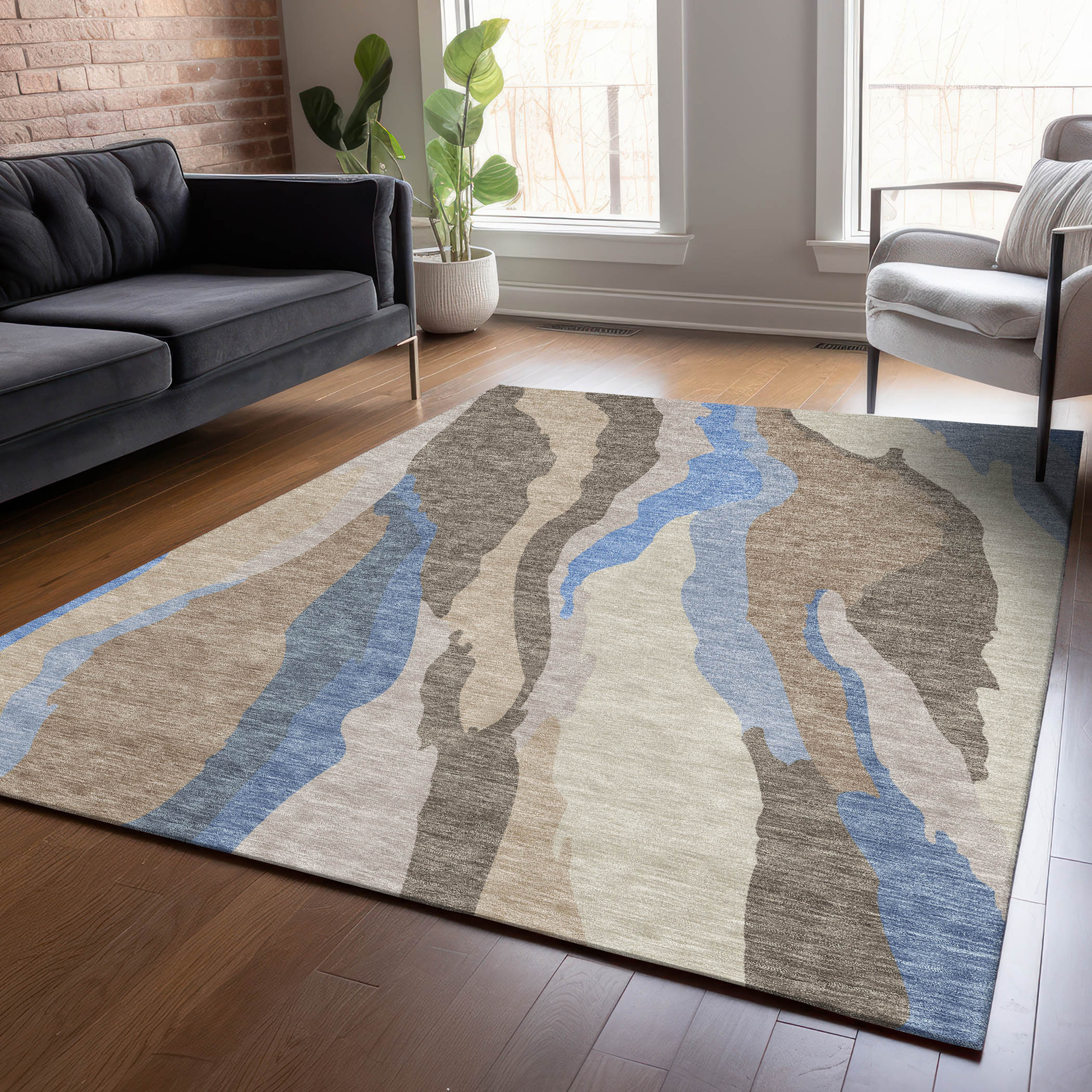Addison Rugs ACN1047TP9X12 Chantille ACN1047TP 9 x 12 (ft) Polyester Taupe Rectangular Indoor/Outdoor Geometric Machine washable Area rug