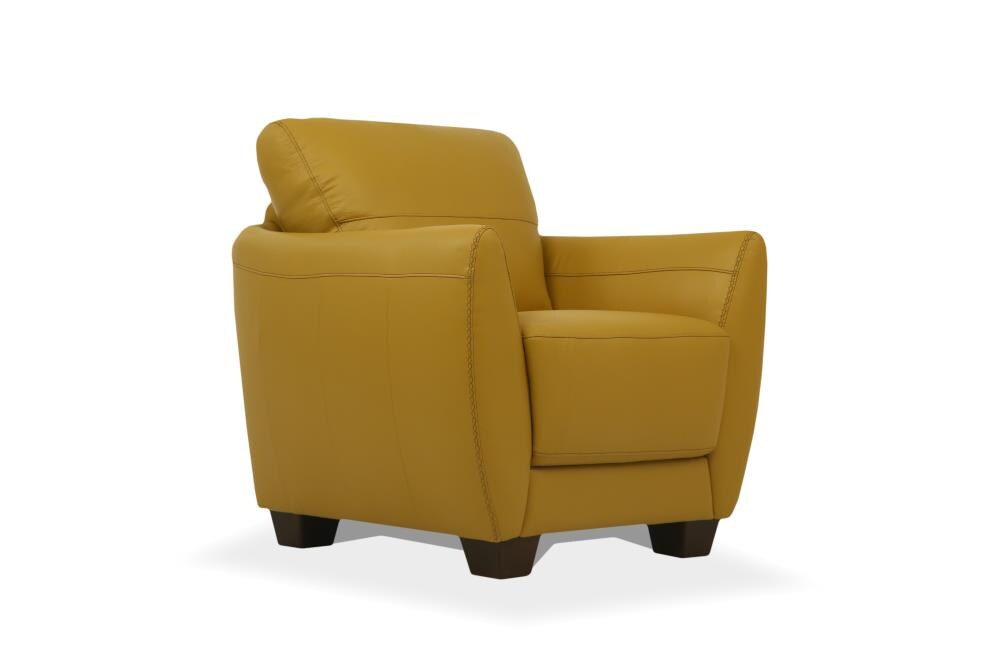 Acme Furniture Valeria Modern Mustard, Yellow Leather Accent Chairs