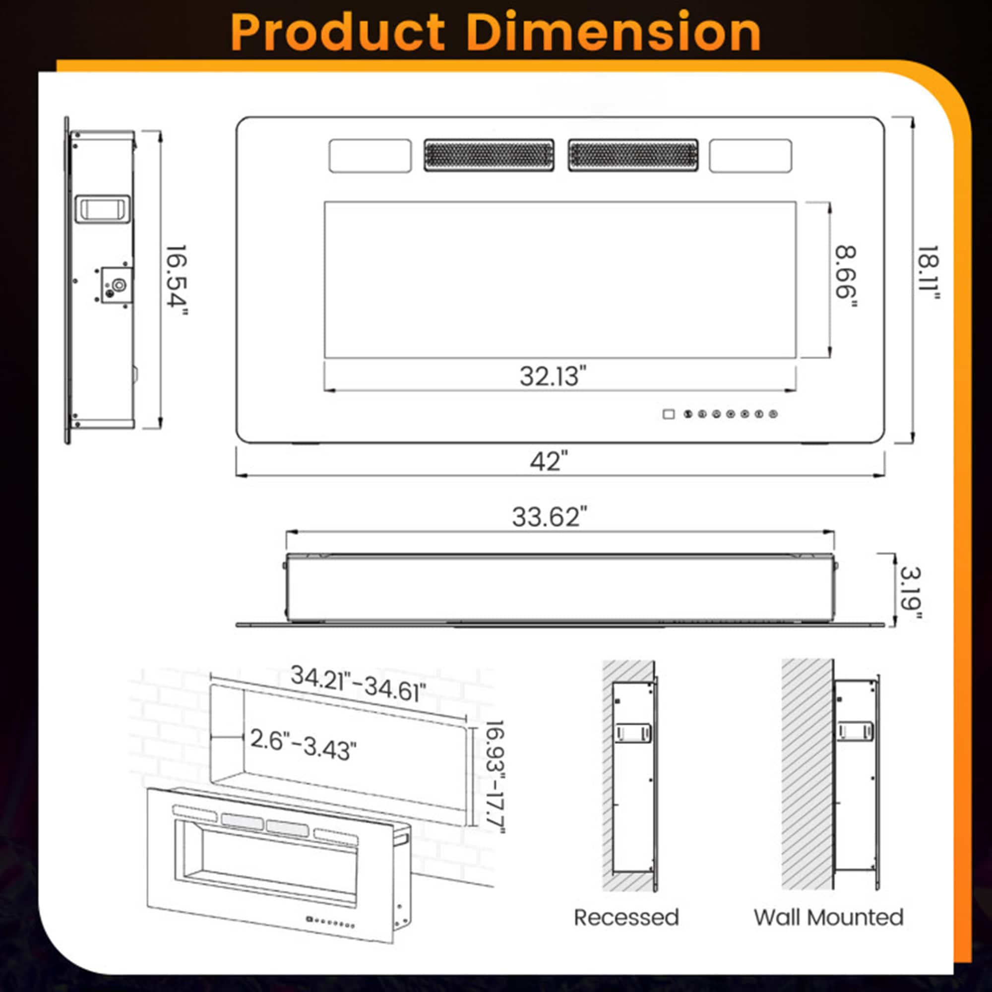 Clihome VL-WM42 Electric-Fireplaces - View #9
