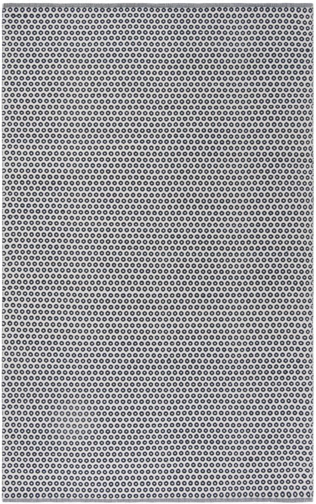 Hand-Woven Navy and Ivory Wool-Cotton Blend 59" Rug