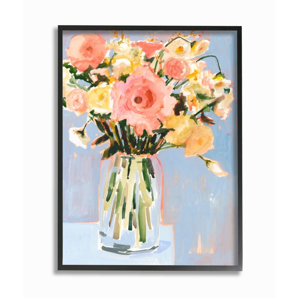 Chic Floral Bouquet Pastel Spring Flowers Victoria Borges Framed 30-in H x 24-in W Floral Print in Blue | - Stupell Industries AB-525-FR-24X30