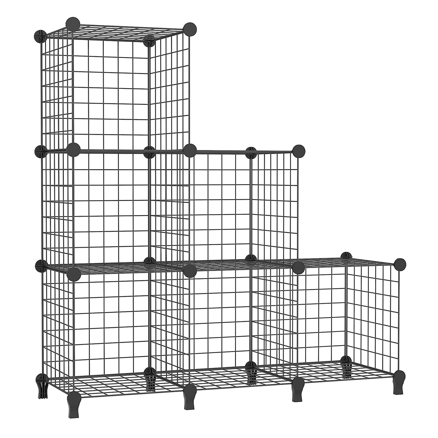 KIWDZFU Wire Cube Storage Closet Organizer 6 Cube Storage Shelf Black ...
