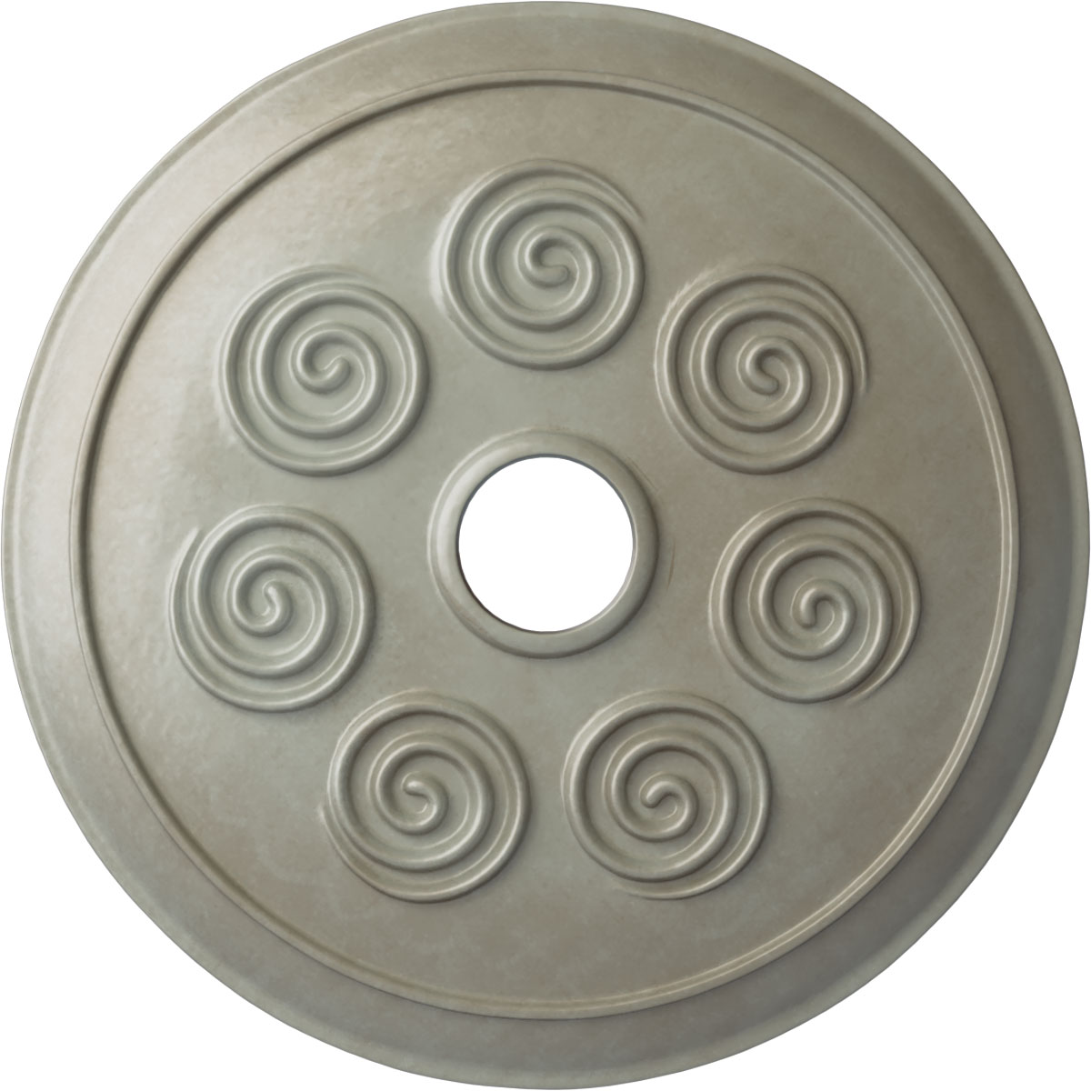 Ekena Millwork CM25SPFLS Spiral 25.25-in W x 25.25-in L Painted Flash Gold Polyurethane Whole Ceiling Medallion