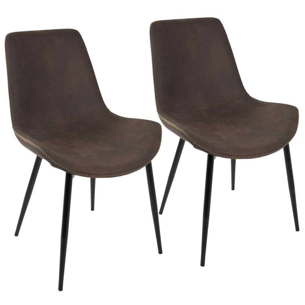 LumiSource DC-DUKZ BK+E2 Set of 2 Duke Polyester/Polyester Blend Upholstered Dining Side Chair (Metal Frame)