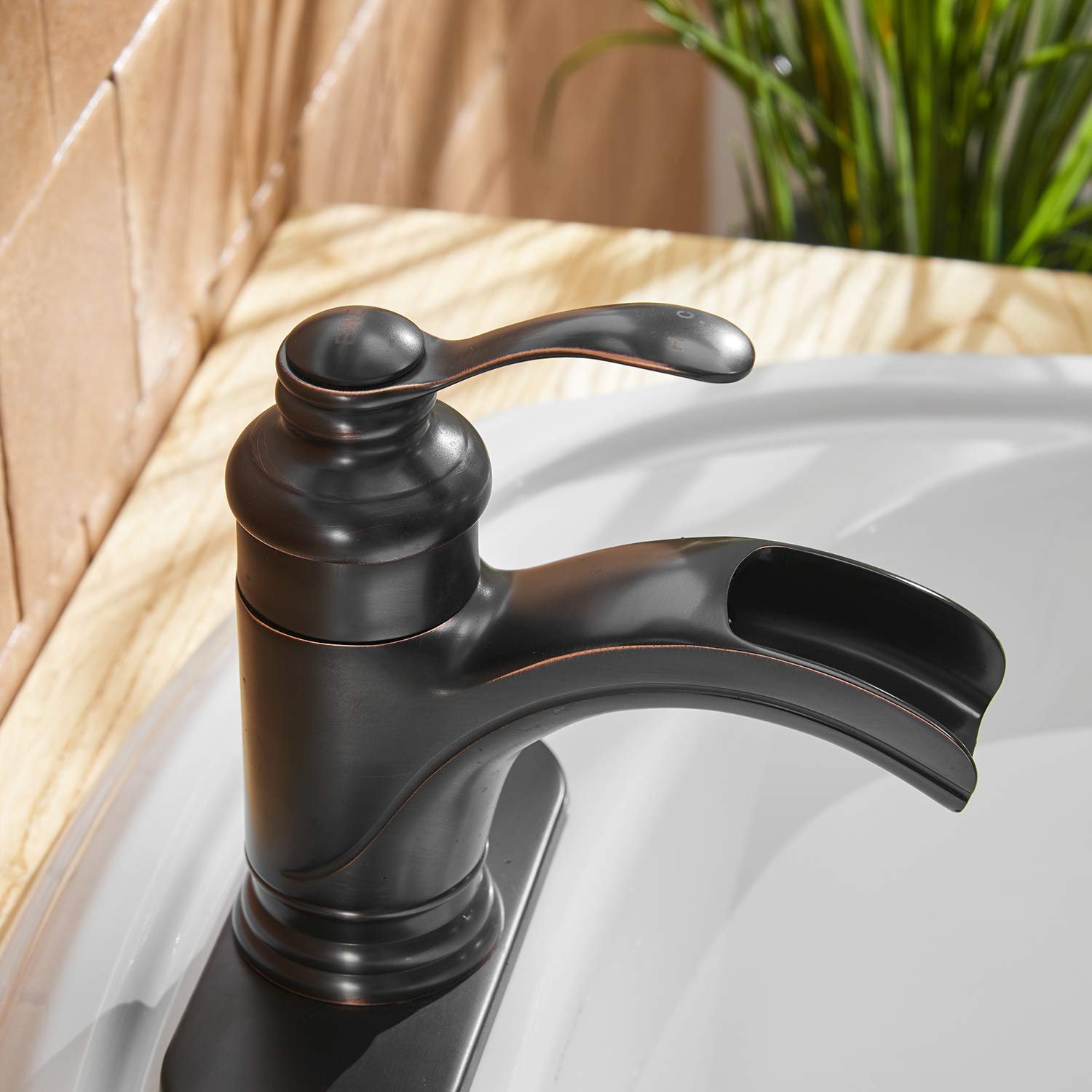 Oil Rubbed Bronze Single Handle Waterfall Bathroom Faucet