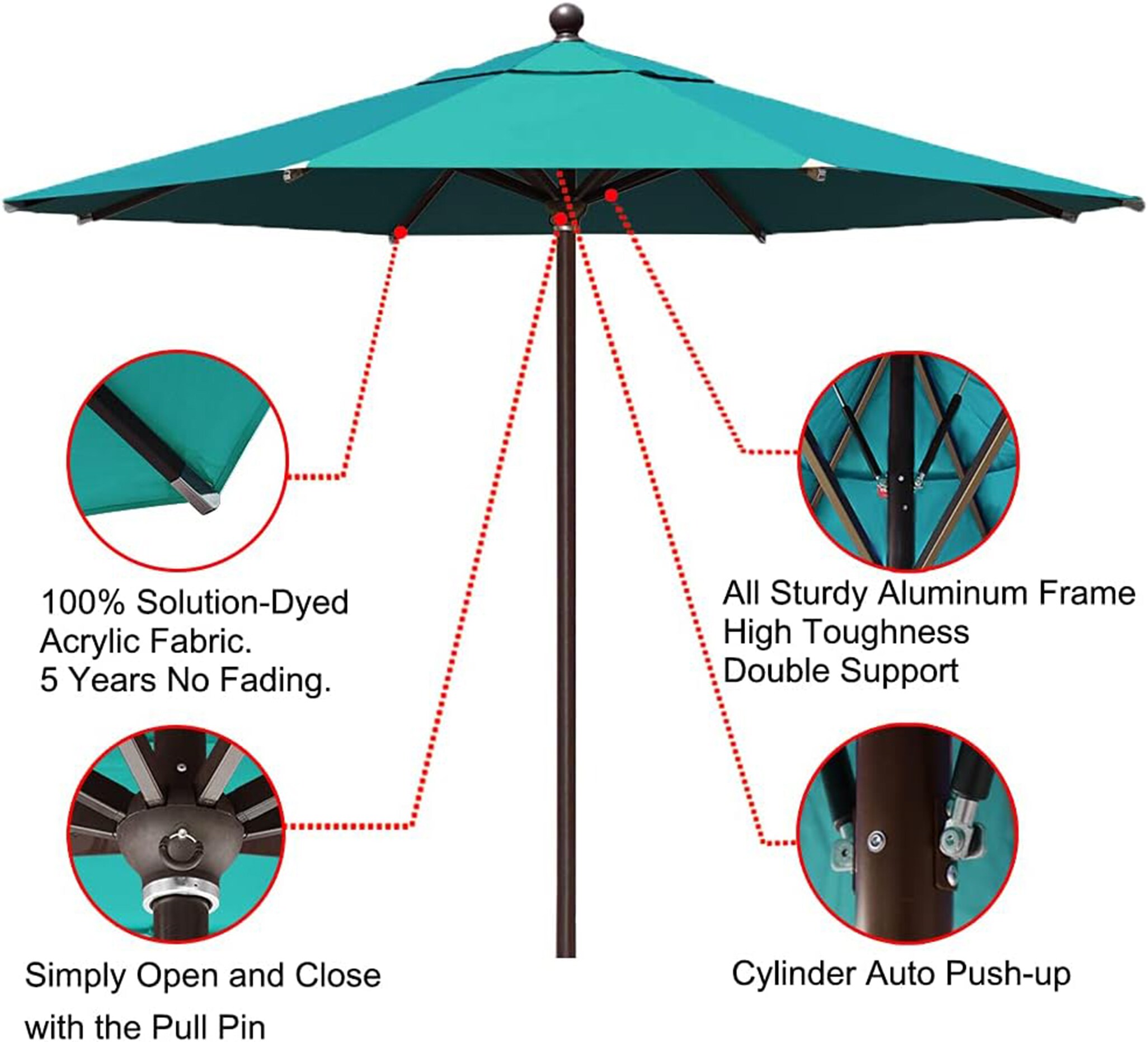 EliteShade 11FT-TEAL Umbrellas-2 - View #2