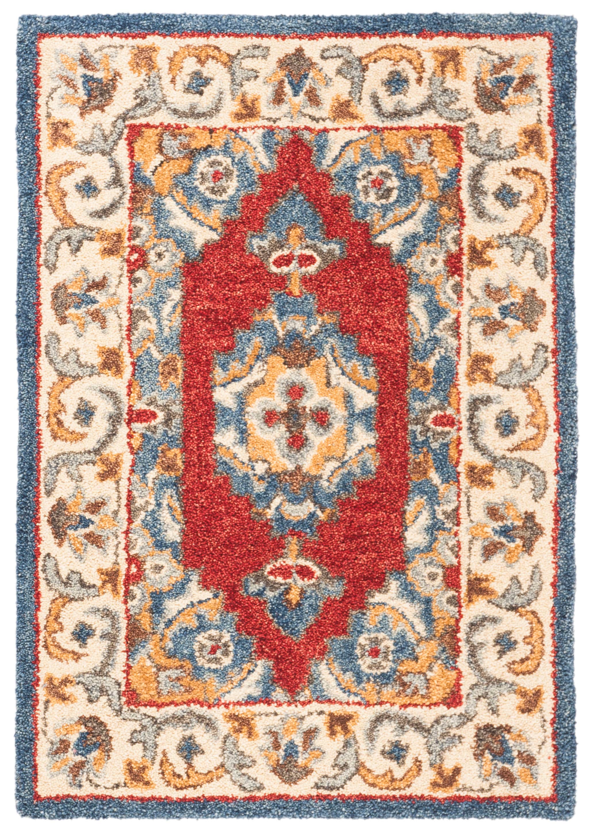 Antiquity Blue and Red Handmade Wool Area Rug