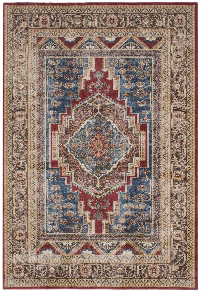 Bijar Blue and Brown 8' x 10' Synthetic Area Rug