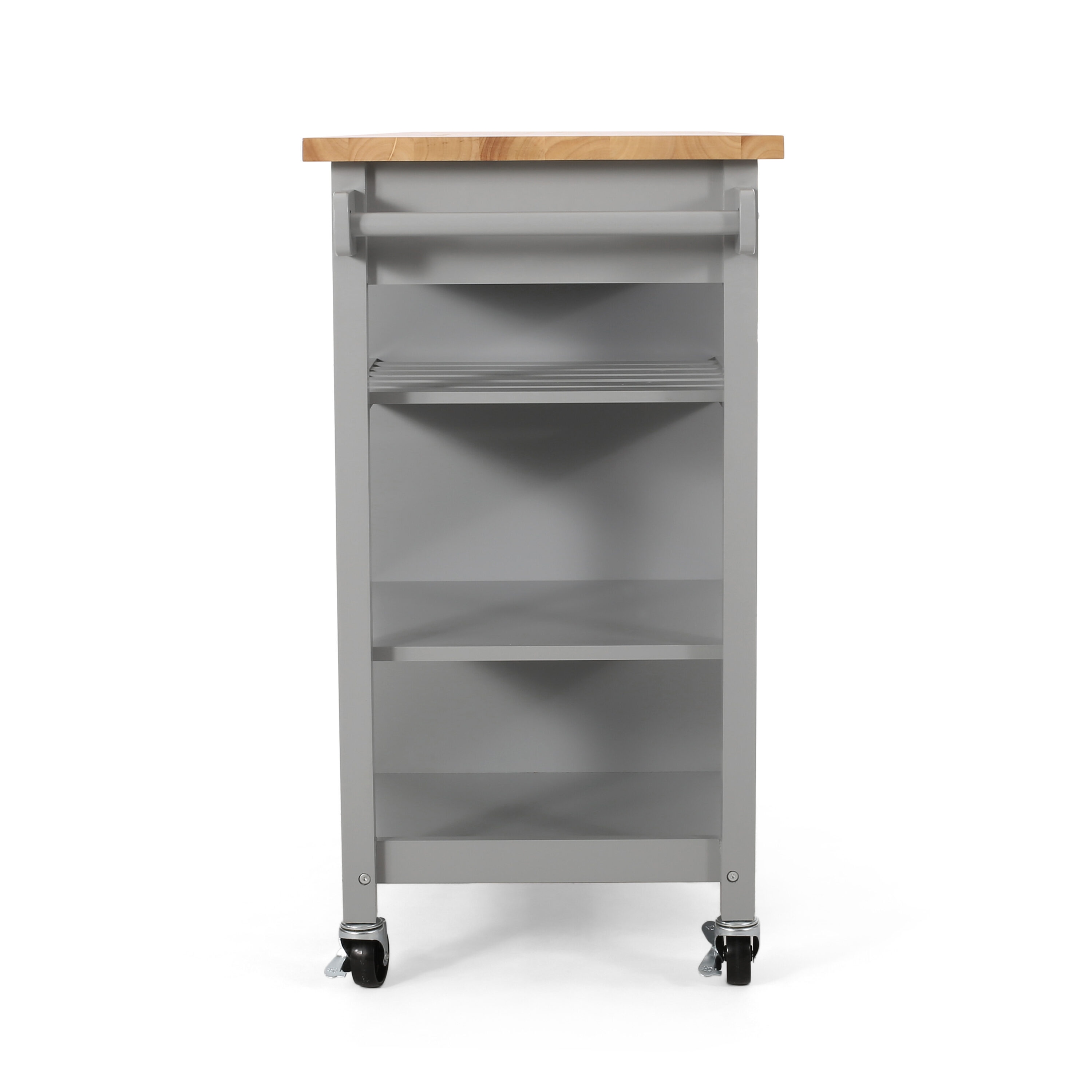 Best Selling Home Decor Gray Mdf Base with Wood Top Rolling Kitchen Cart (18.9-in x 41.75-in x 35.25-in)