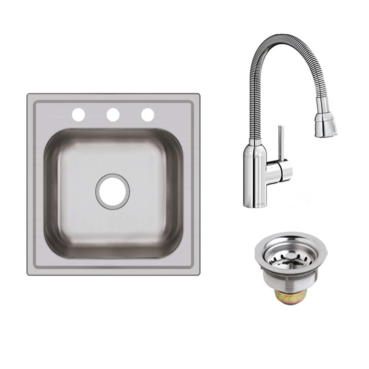 Elkay LWVB5 Dayton Drop-in 20-in x 20-in Stainless steel Single bowl 20 -Gauge Kitchen Sink All-in-One Kit