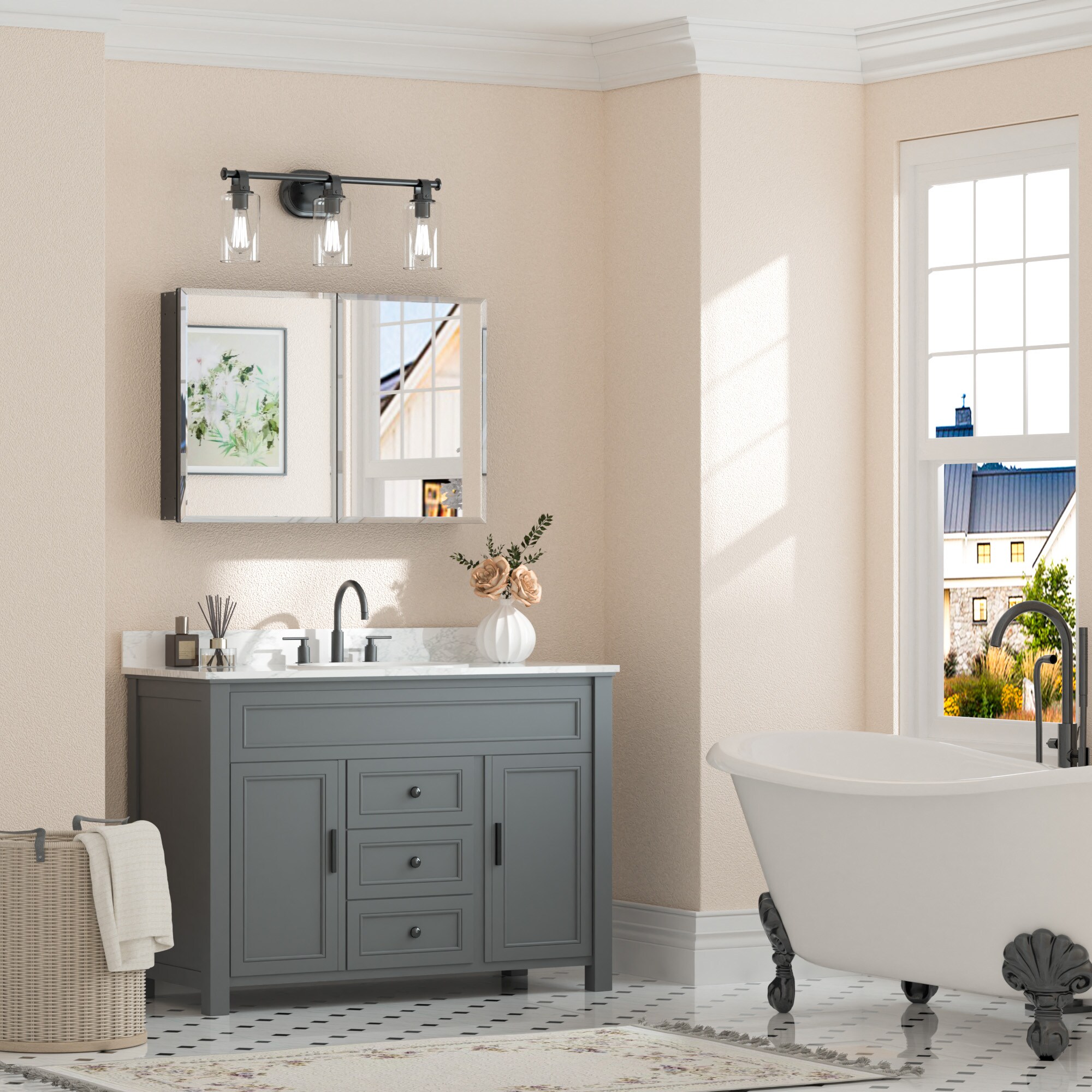 Keonjinn LW-JG-FJXP-9161-BK Bathroom-Medicine-Cabinets - View #2