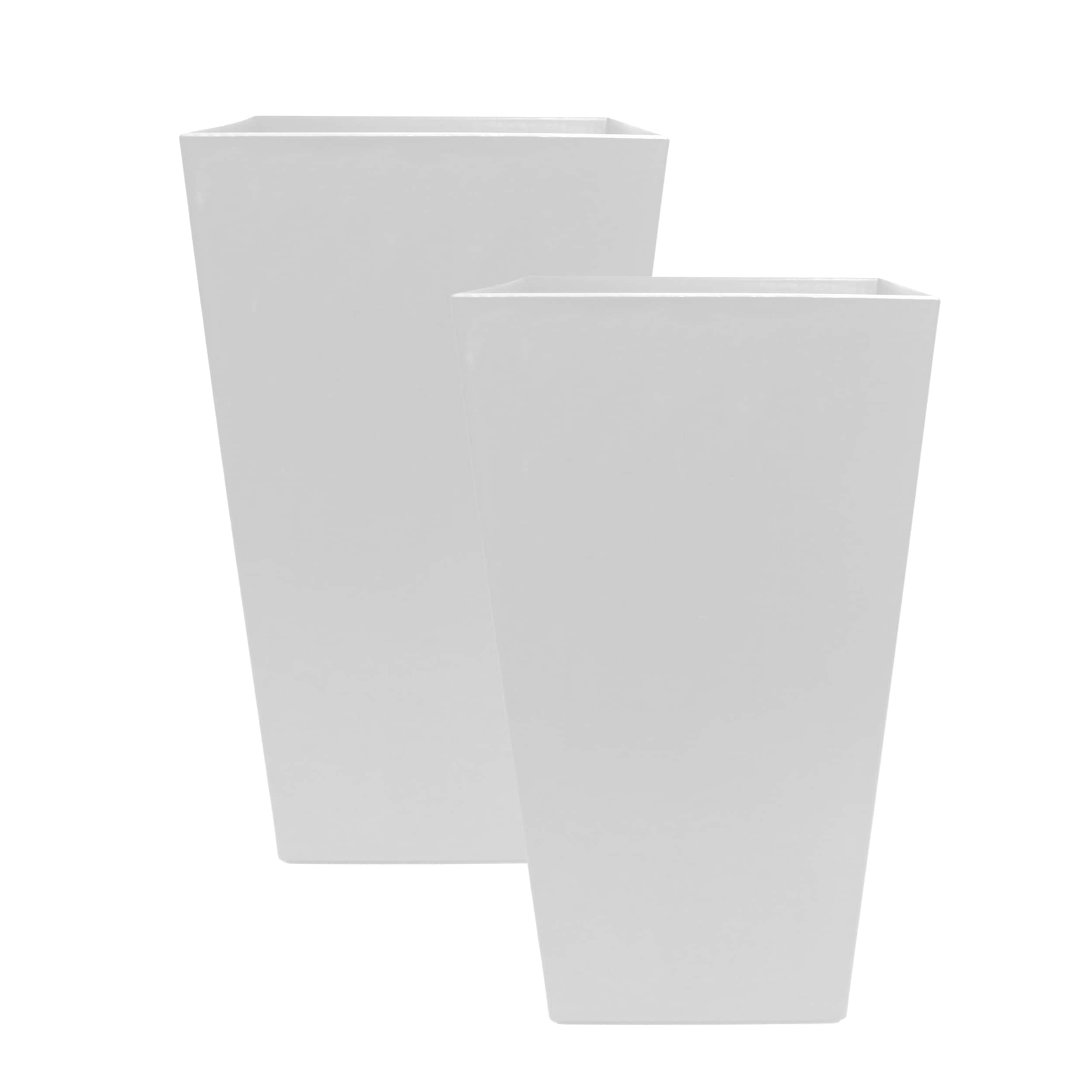 Bloem DCB-FPSMIX5 2 -Pack Square 12-in W x 20-in H x White Recycled plastic Contemporary/Modern Indoor/Outdoor Planter