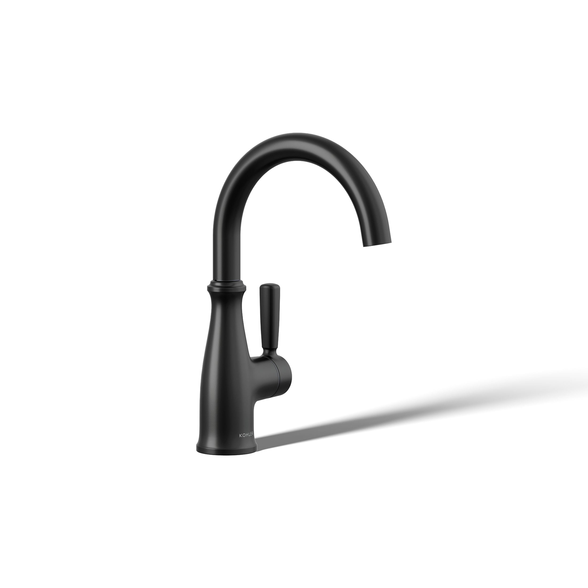 Traditional Matte Black Single Handle Deck-mount Kitchen Faucet
