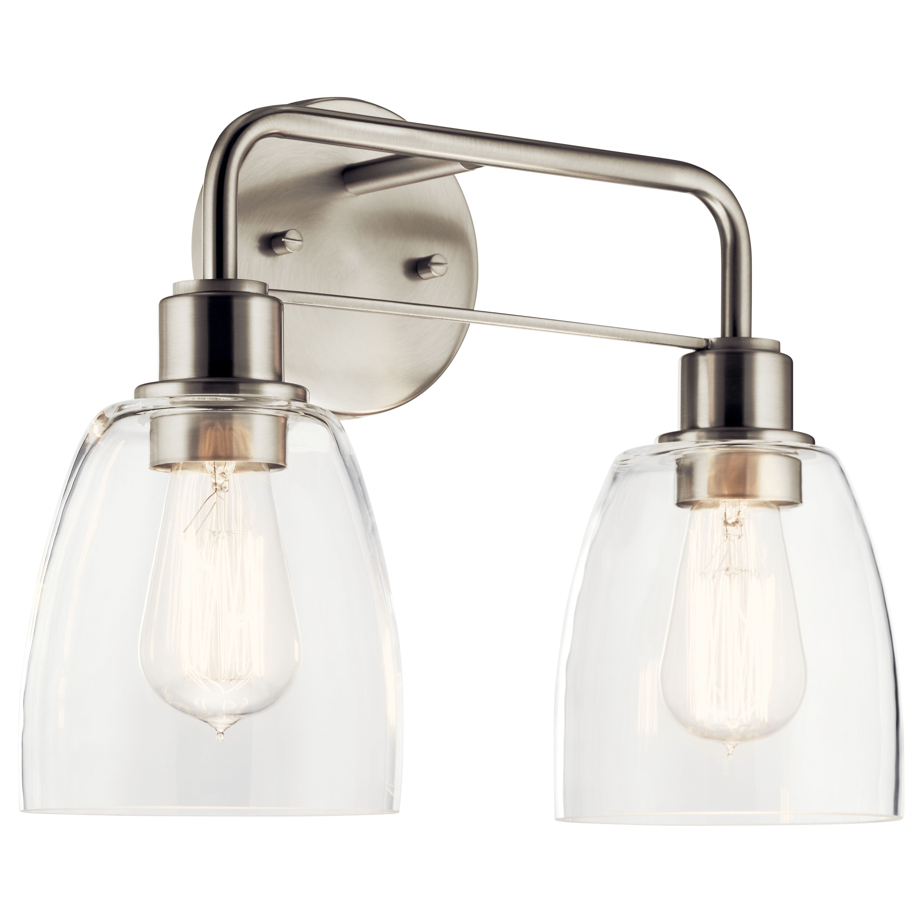 Kichler 55101NI Meller 15.25-in 2 -Light Brushed Nickel Vintage Vanity light