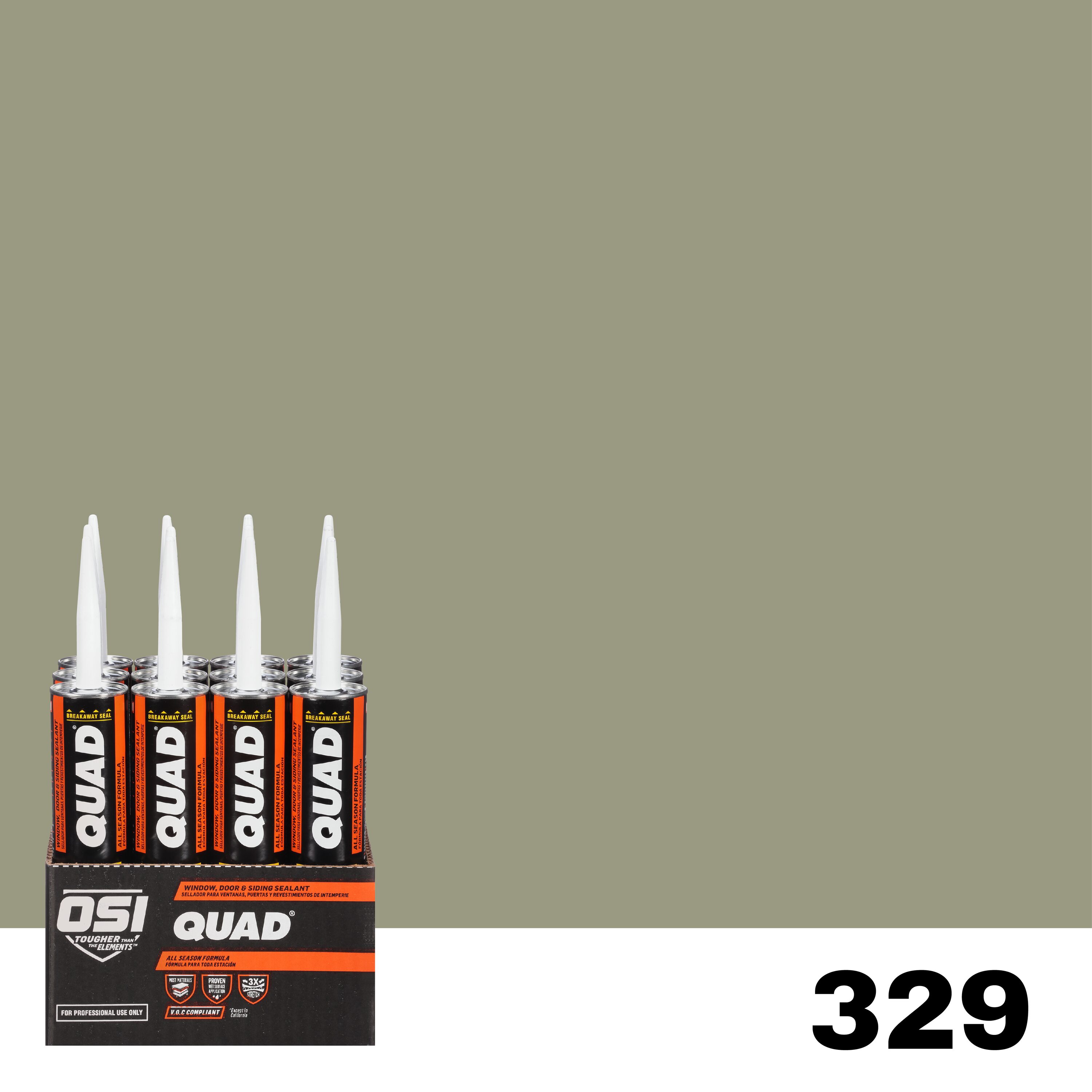 OSI 1636949 Quad 12 -Pack 10-oz Window door Clay 329 Paintable Solvent Caulk