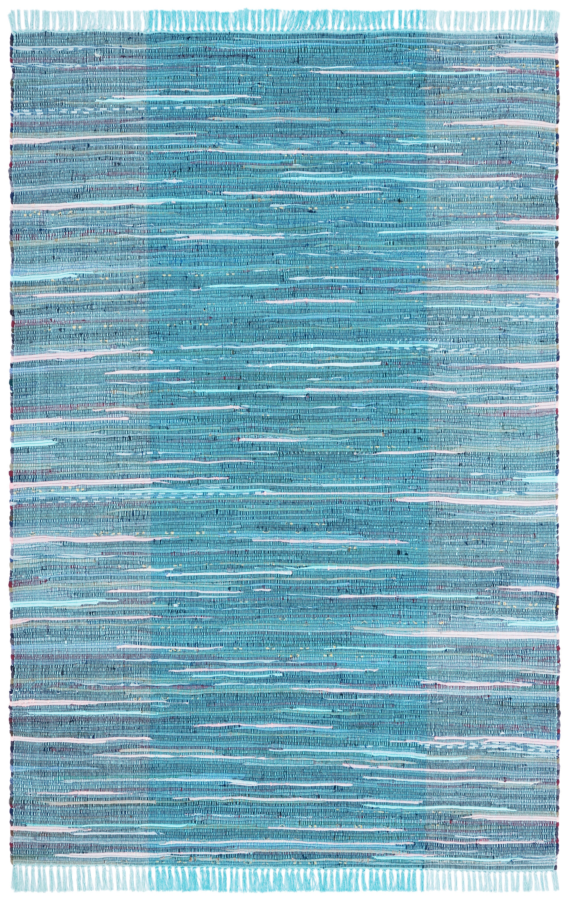 Safavieh RAR122M-6 Rag Rug Romeo 6 x 9 (ft) Cotton Light Blue/Gray Rectangular Indoor Abstract Bohemian/Eclectic Area rug
