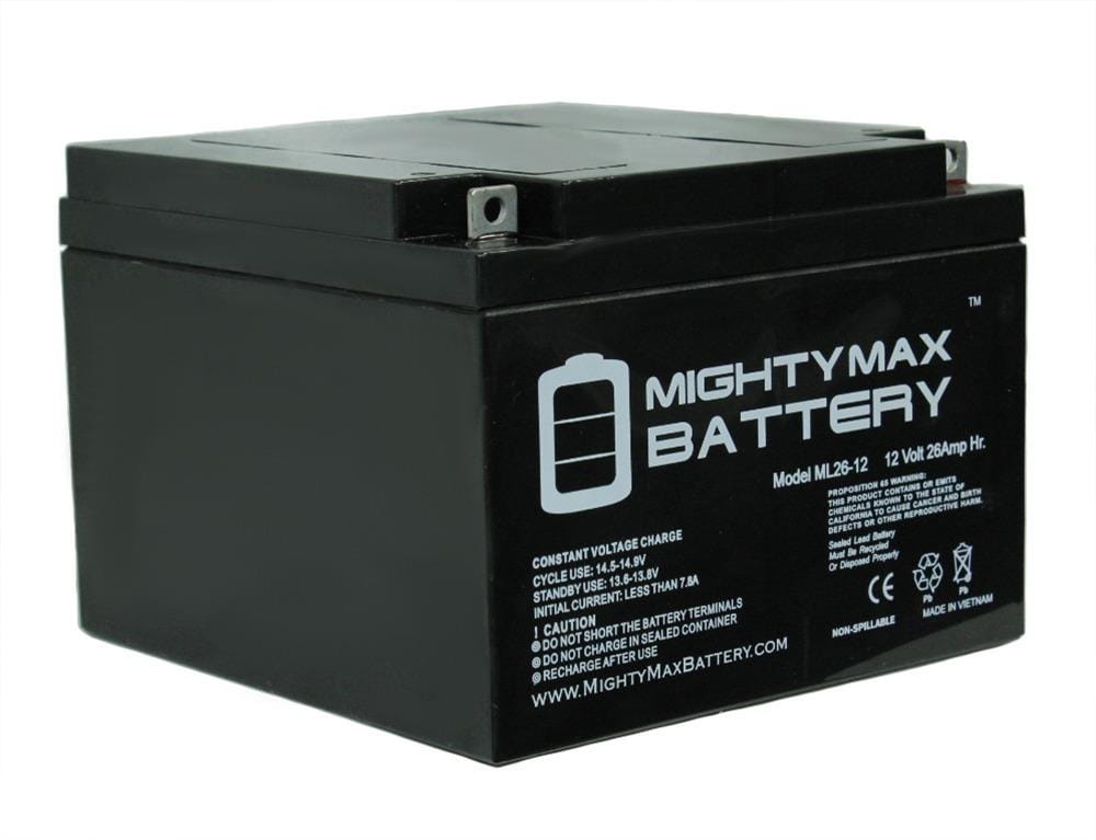 Mighty Max Battery Ml26-12-12 Volt 26 Ah, T3 Terminal Rechargeable 