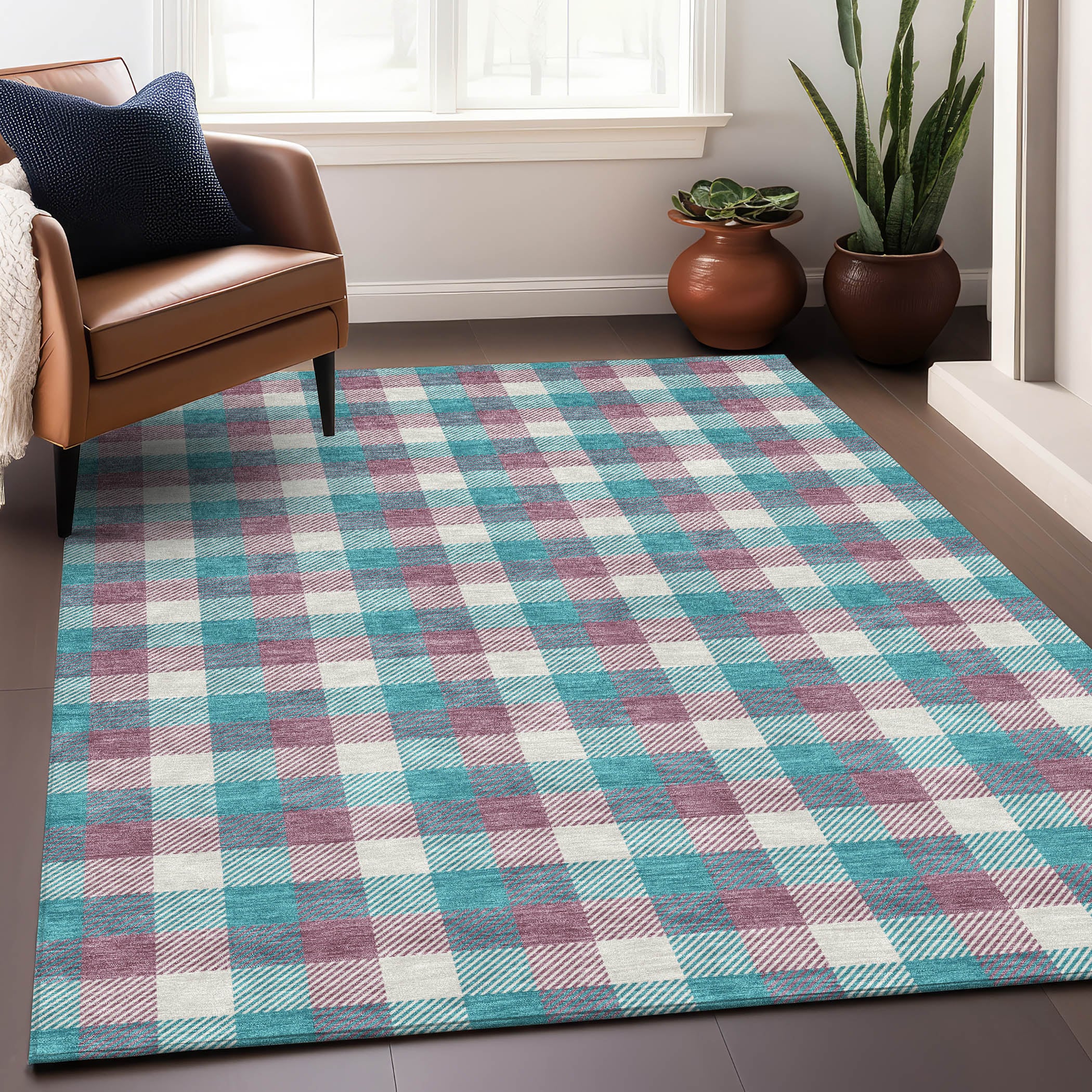 Addison Rugs ACN1053TE30X46 Chantille ACN1053TE 2 x 3 (ft) Polyester Teal Rectangular Indoor/Outdoor Geometric Machine washable Area rug