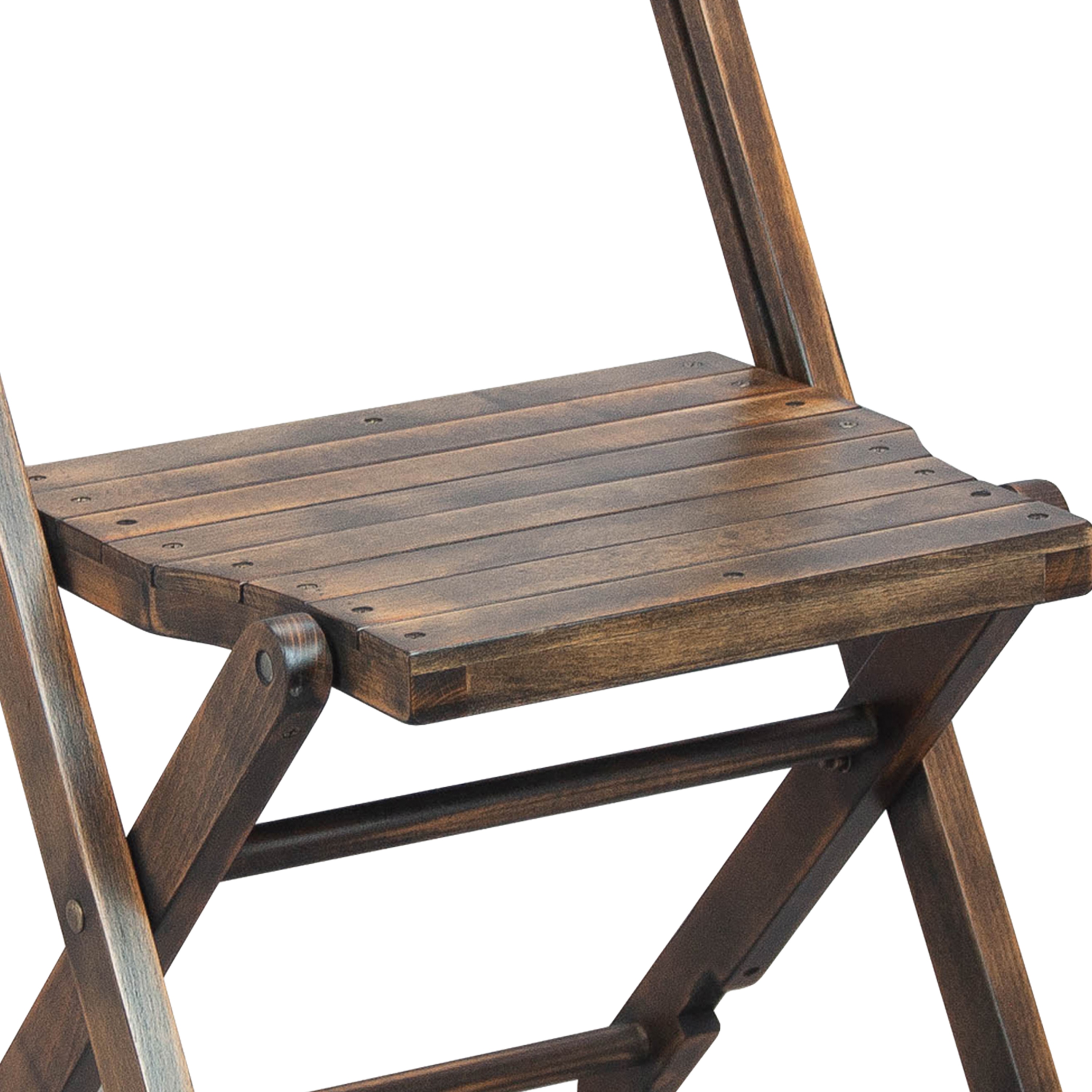 Antique Black Slatted Wood Folding Event Chair, Set of 4