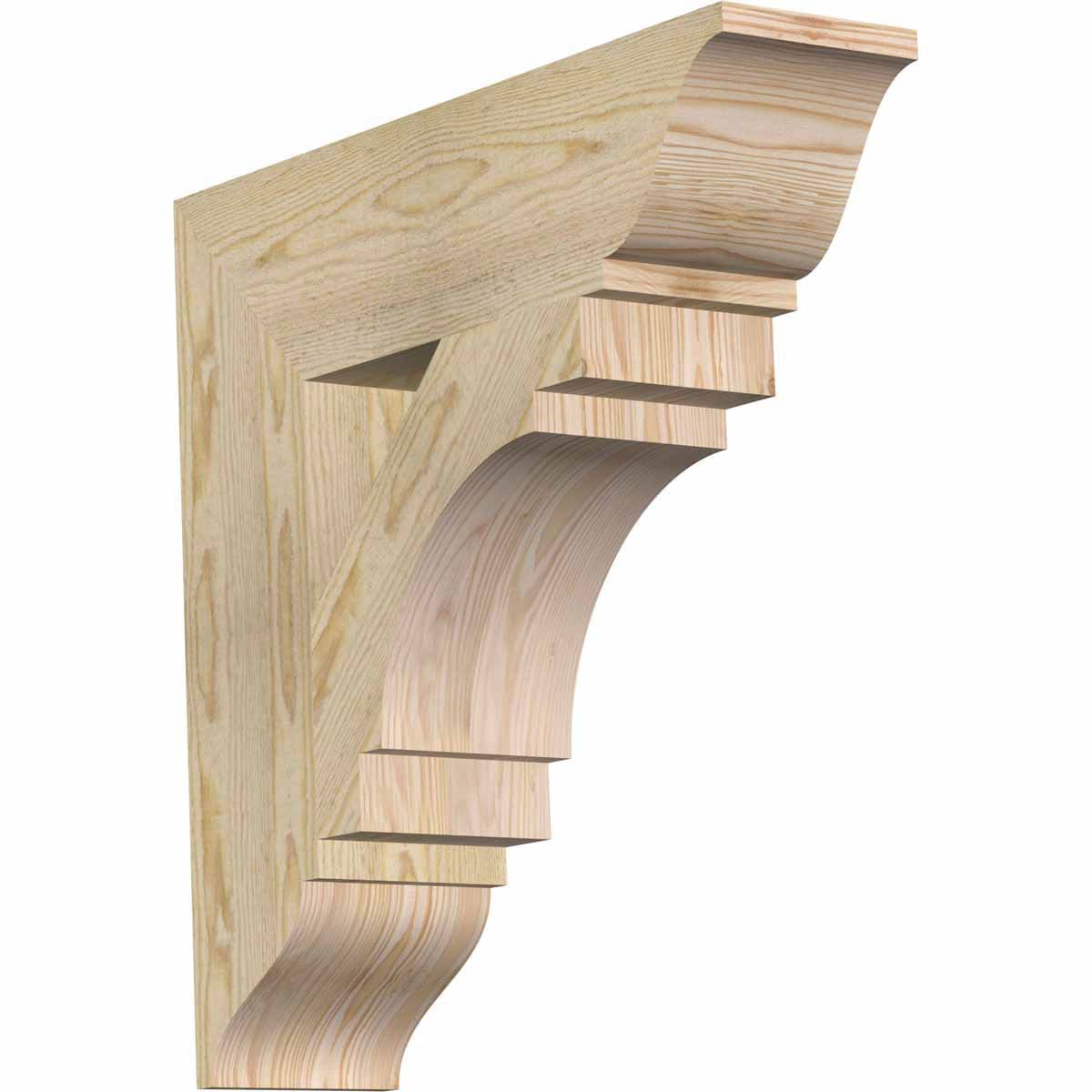 Ekena Millwork BKT06X24X24MRC01RDF Merced traditional rough sawn 6-in x 24-in x 24-in Douglas fir Brown Wood Standard bracket