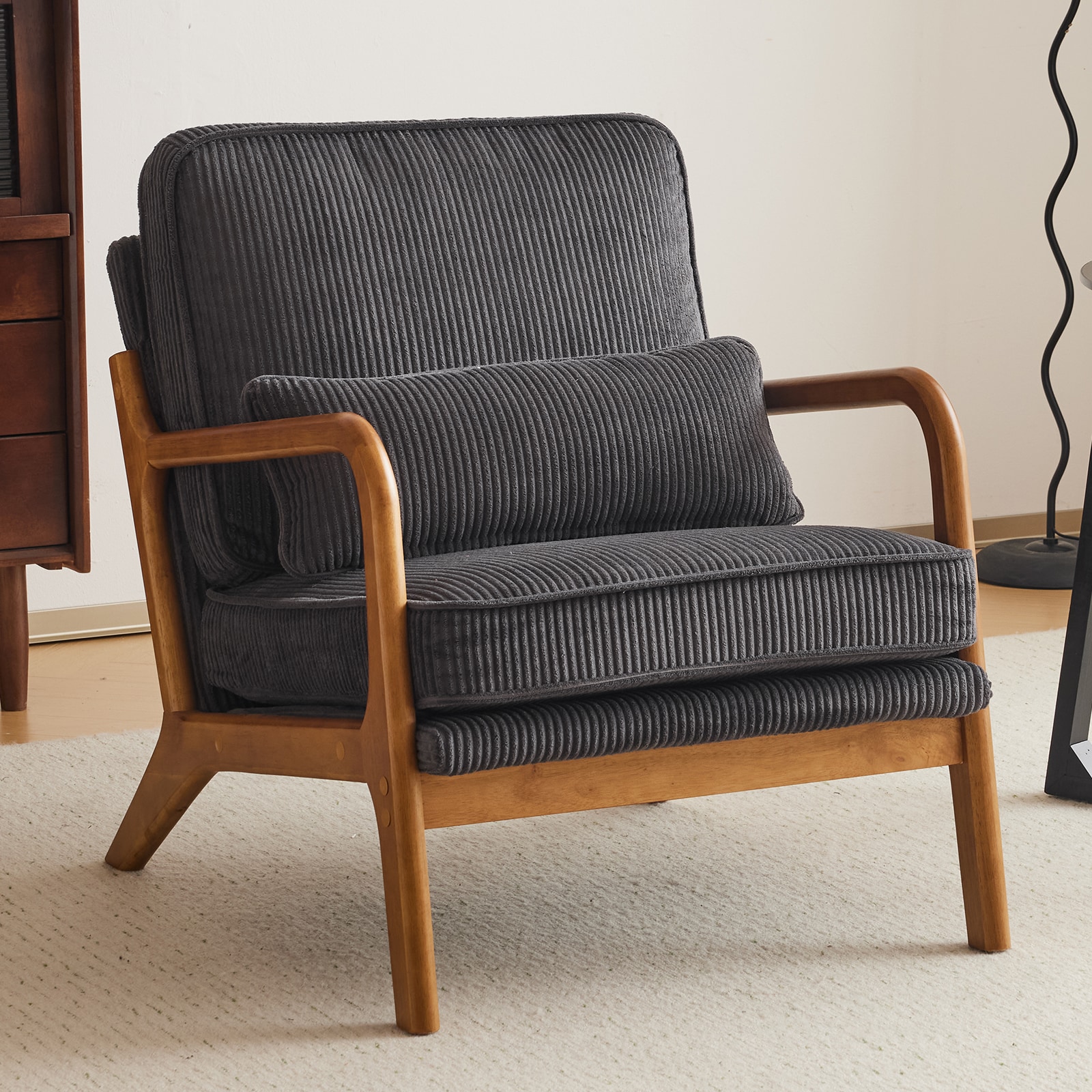 Outopee LO1G98000164 2 Casual Gray Corduroy Accent Chair