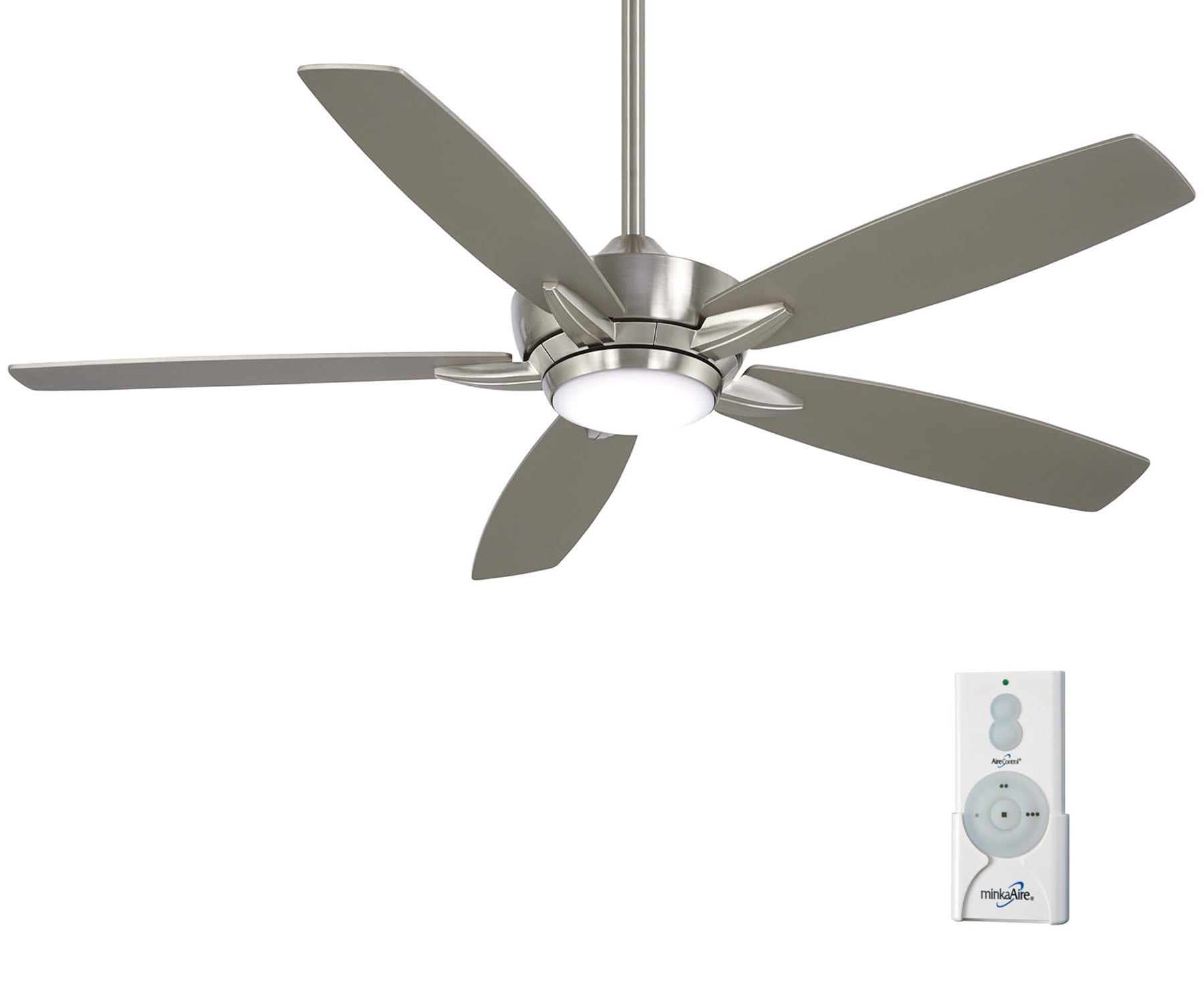 Kelvyn 52" Brushed Nickel Ceiling Fan with Silver Blades and LED Light