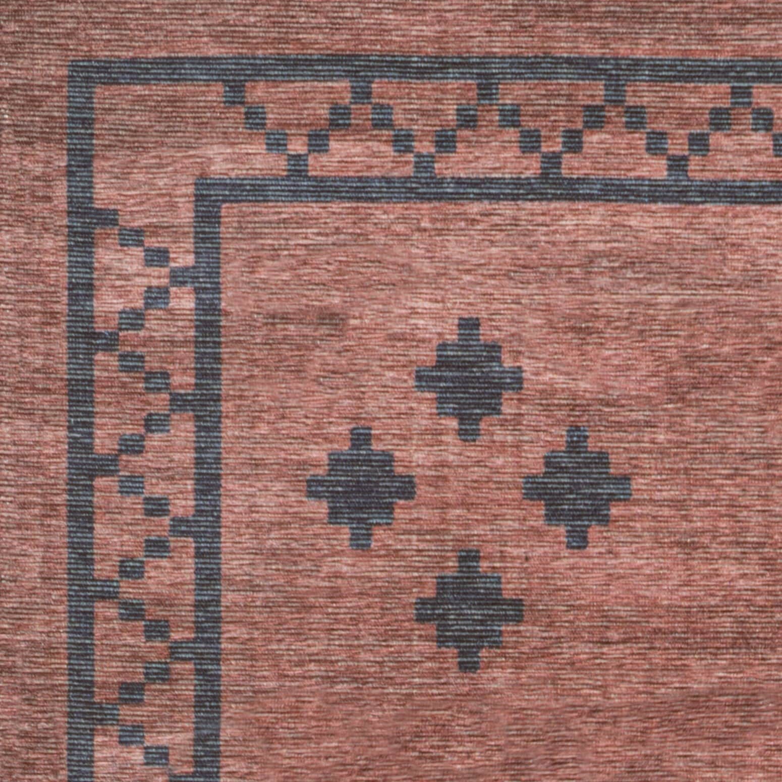 Korsa Red and Black Geometric Washable Area Rug