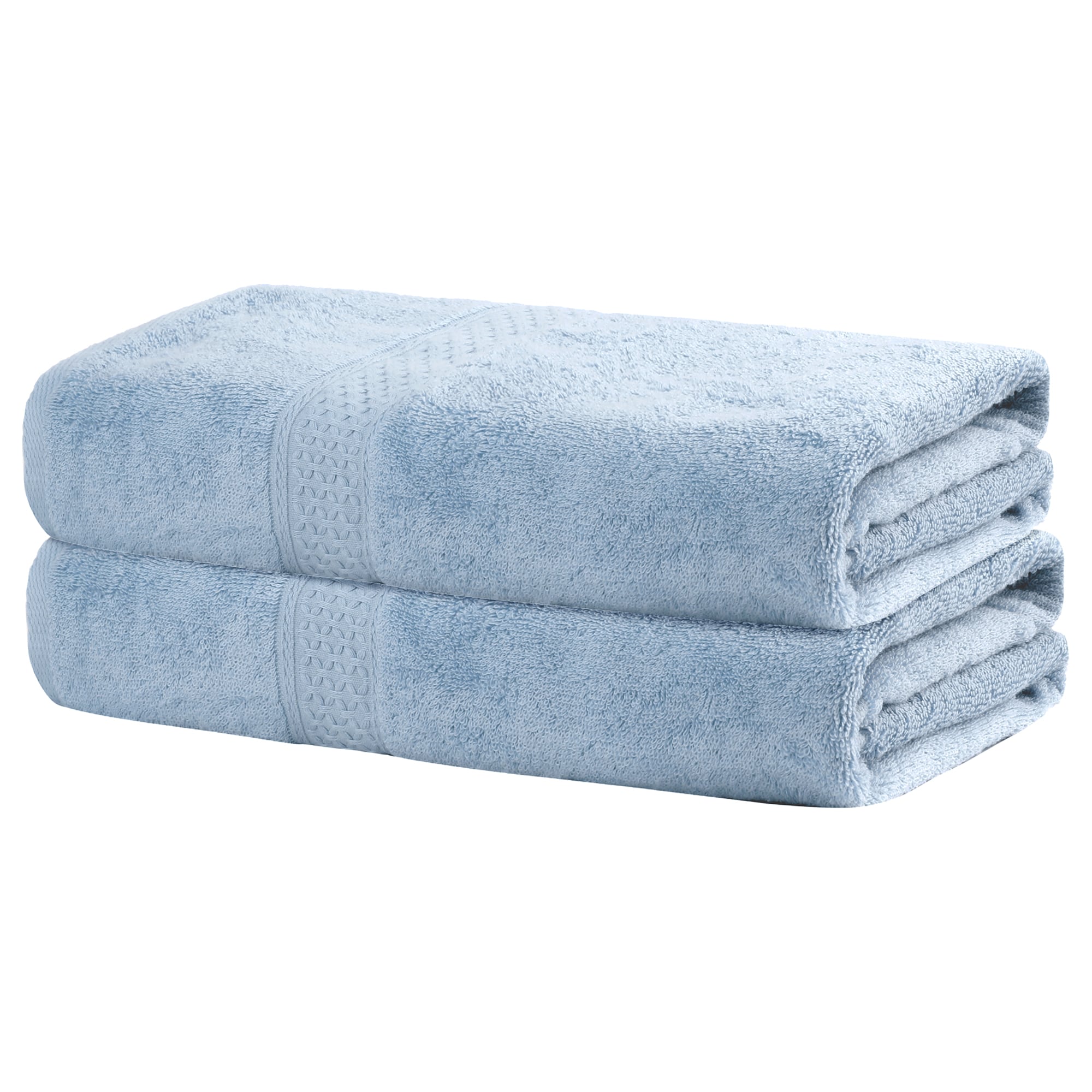 Unique Bargains Cotton Bath Towels 2pcs Soft Towel Set Luxury Absorbent Quickdry Oversized Bath Towels for Bathroom Pool 28Inch x 56Inch Blue