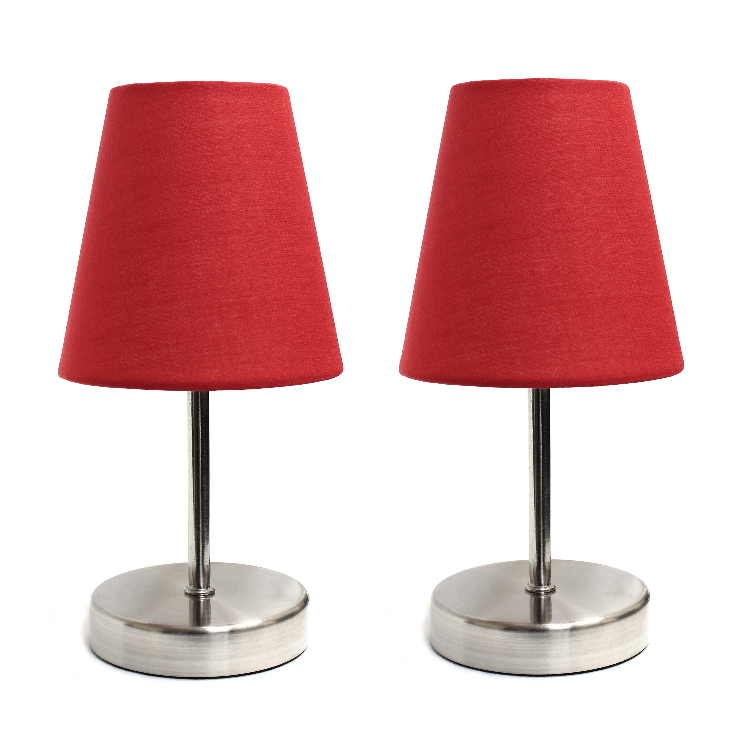 Creekwood Home CWT-2007-RE-2PK 10.5-in Sand Nickel/Re LED On/Off switch Table Lamp with Fabric Shade 2 -Set