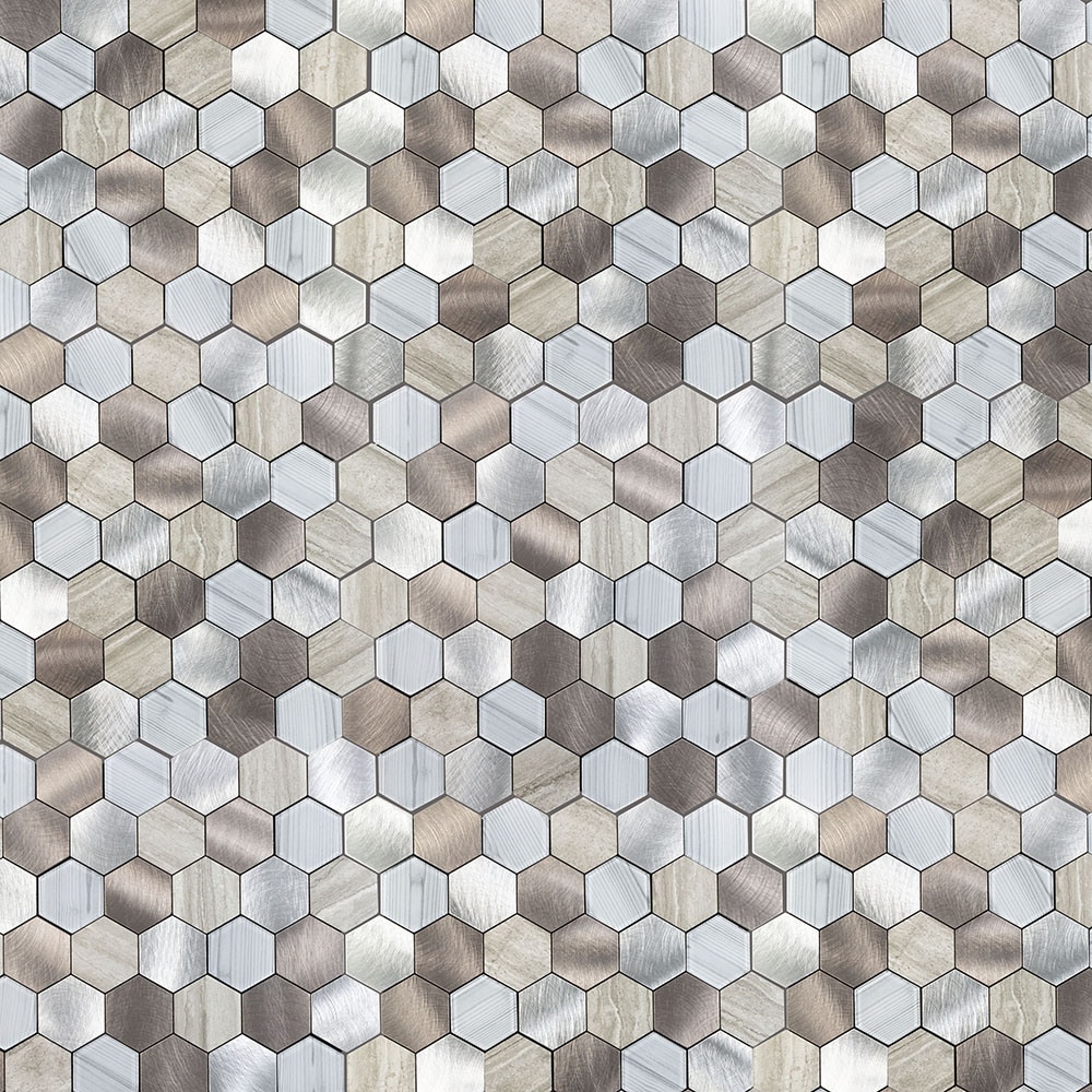Peel&Stick Tile LW22081121 Timber Hex 12-in x 12-in Matte PVC Patterned Hexagon Mosaic Wall Tile ( 0.936-sq ft Piece